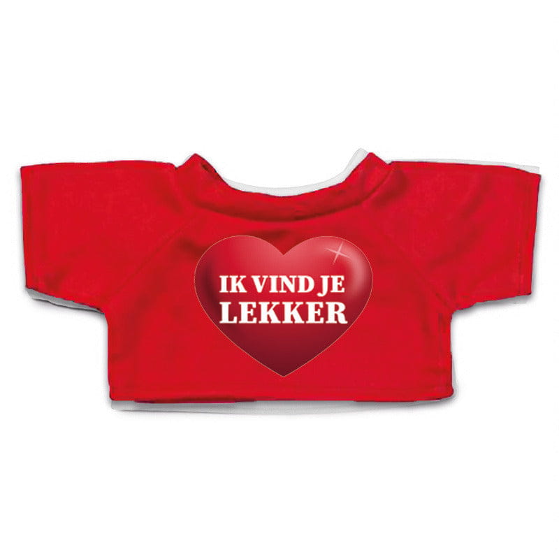 Knuffel kleding - rood shirt met hartje - maat M