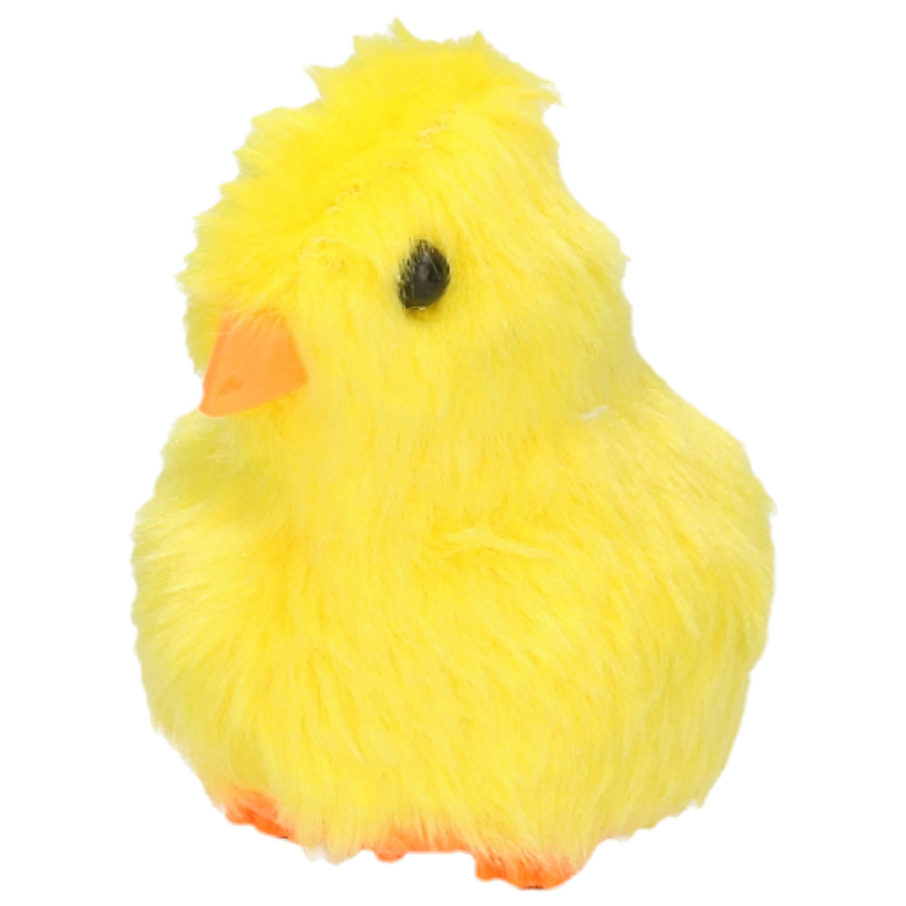 Pluche paaskuikentje - piepend - geel - 7 cm