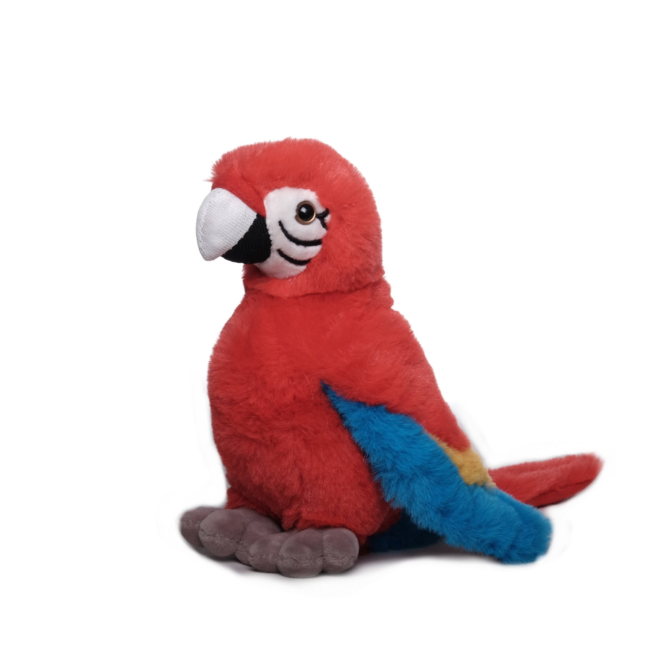 Inware papegaai knuffel - pluche - 20 cm - rood/blauw - ara - vogelknuffel