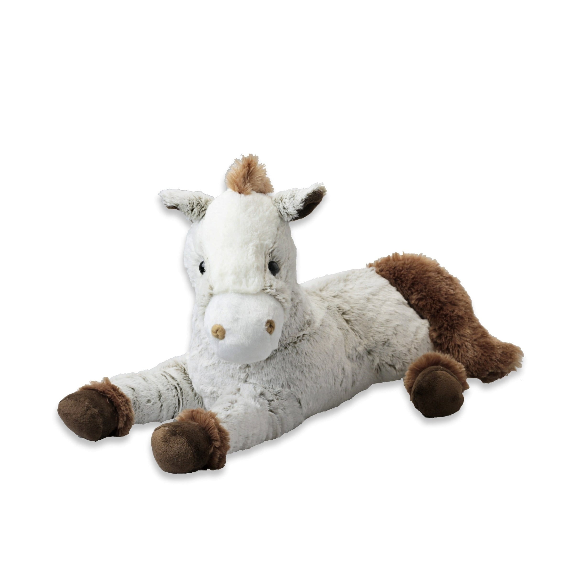 Pluche paard knuffel - liggend - lichtbruin en bruin - 30 cm