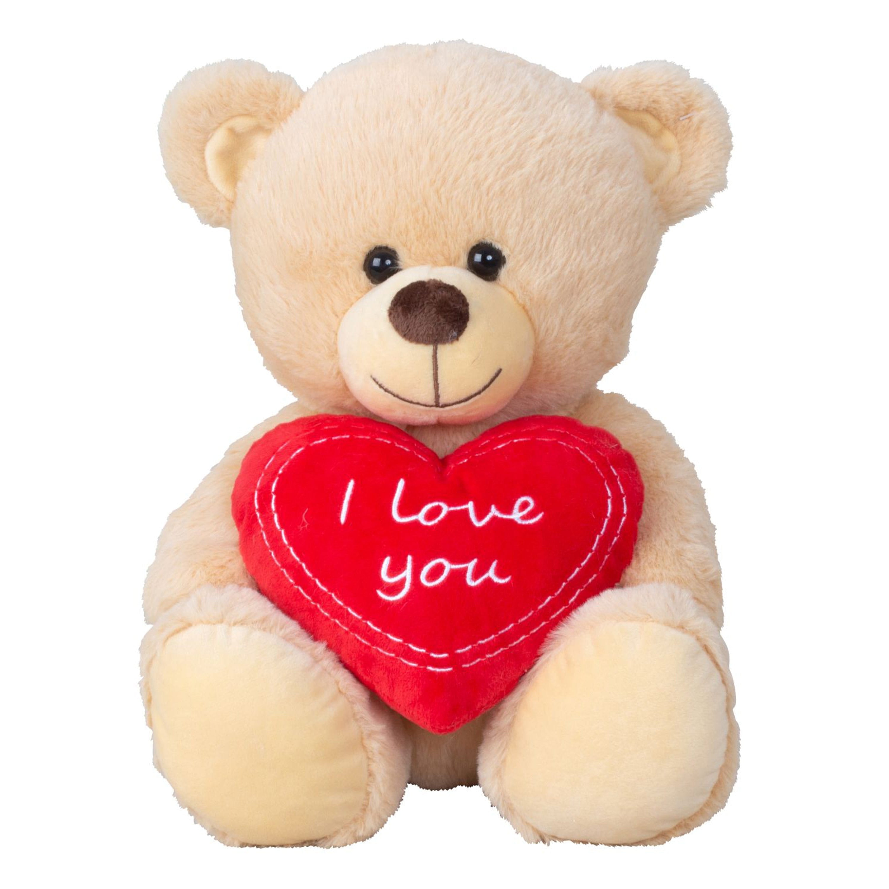 Teddy beer knuffel - zachte pluche - liefdeshartje - 30 cm