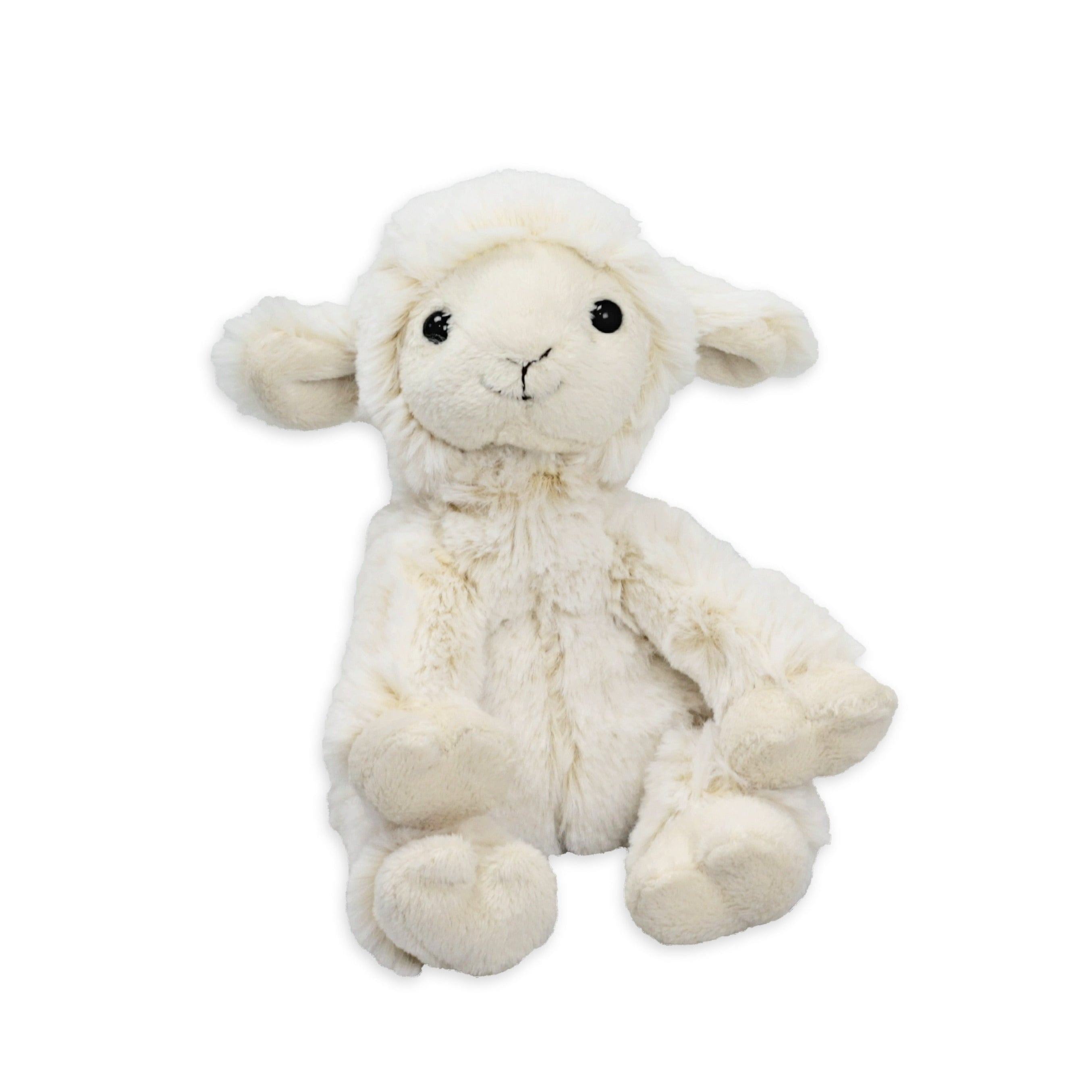 Pluche schaap knuffel - zittend - wit - 15 cm - polyester