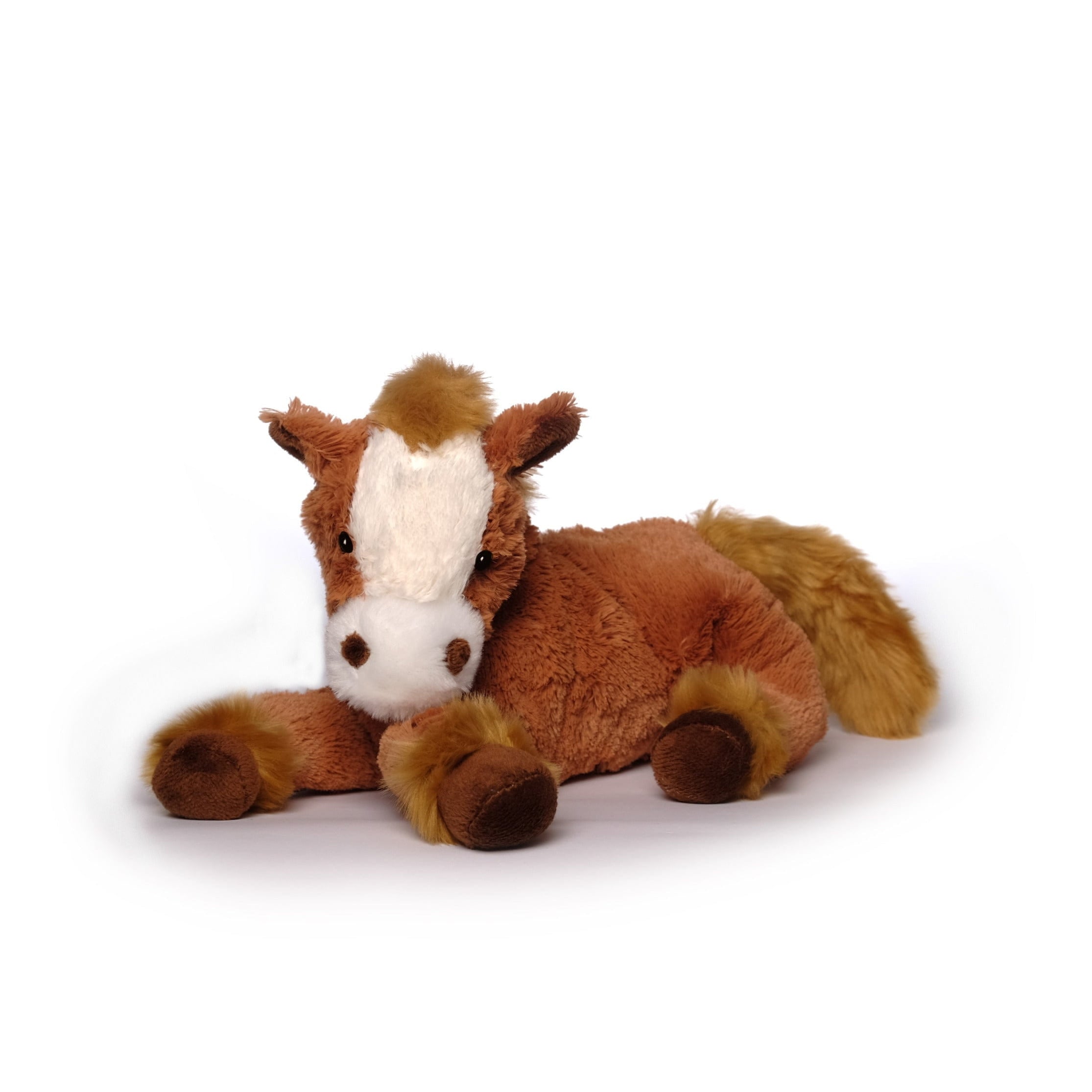 Pluche paard knuffel - liggend - bruin - 30 cm