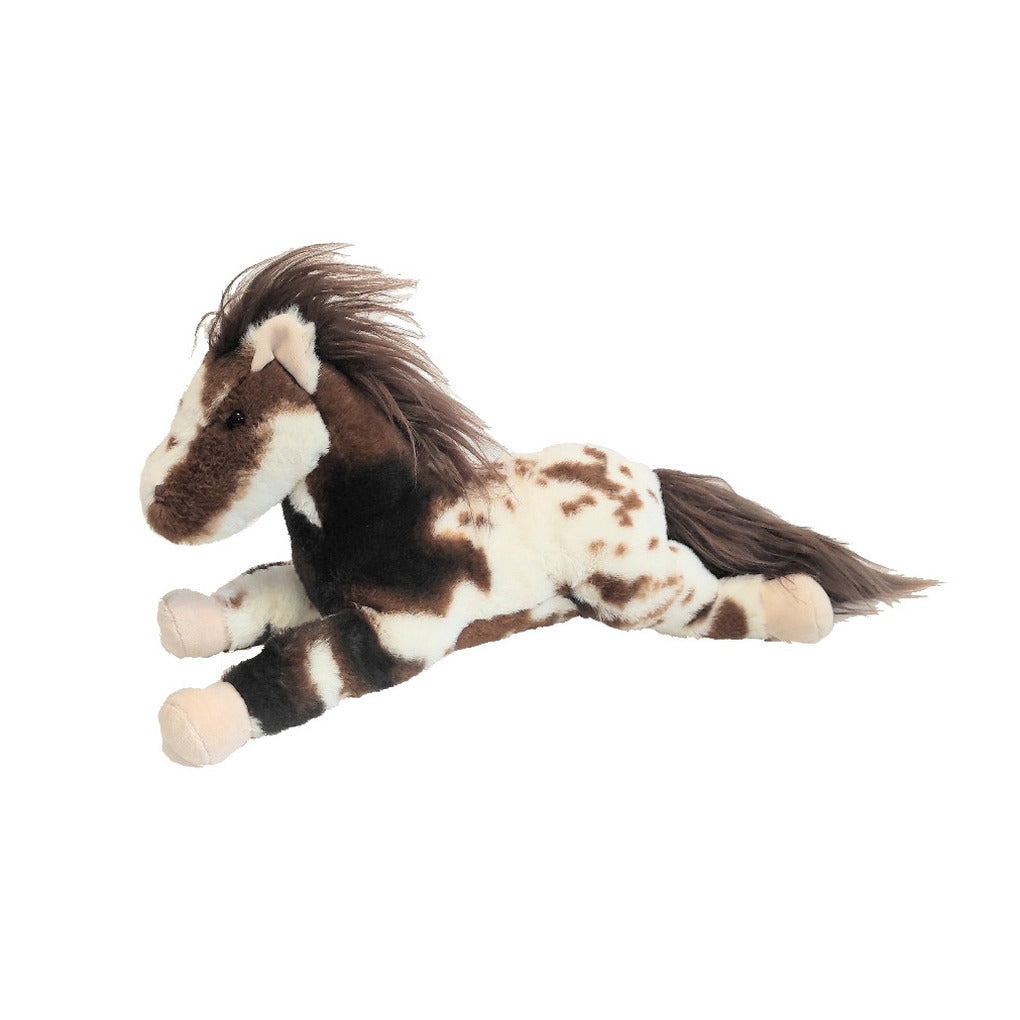 Inware pluche paard - bruin/wit - liggend - 40 cm - knuffel