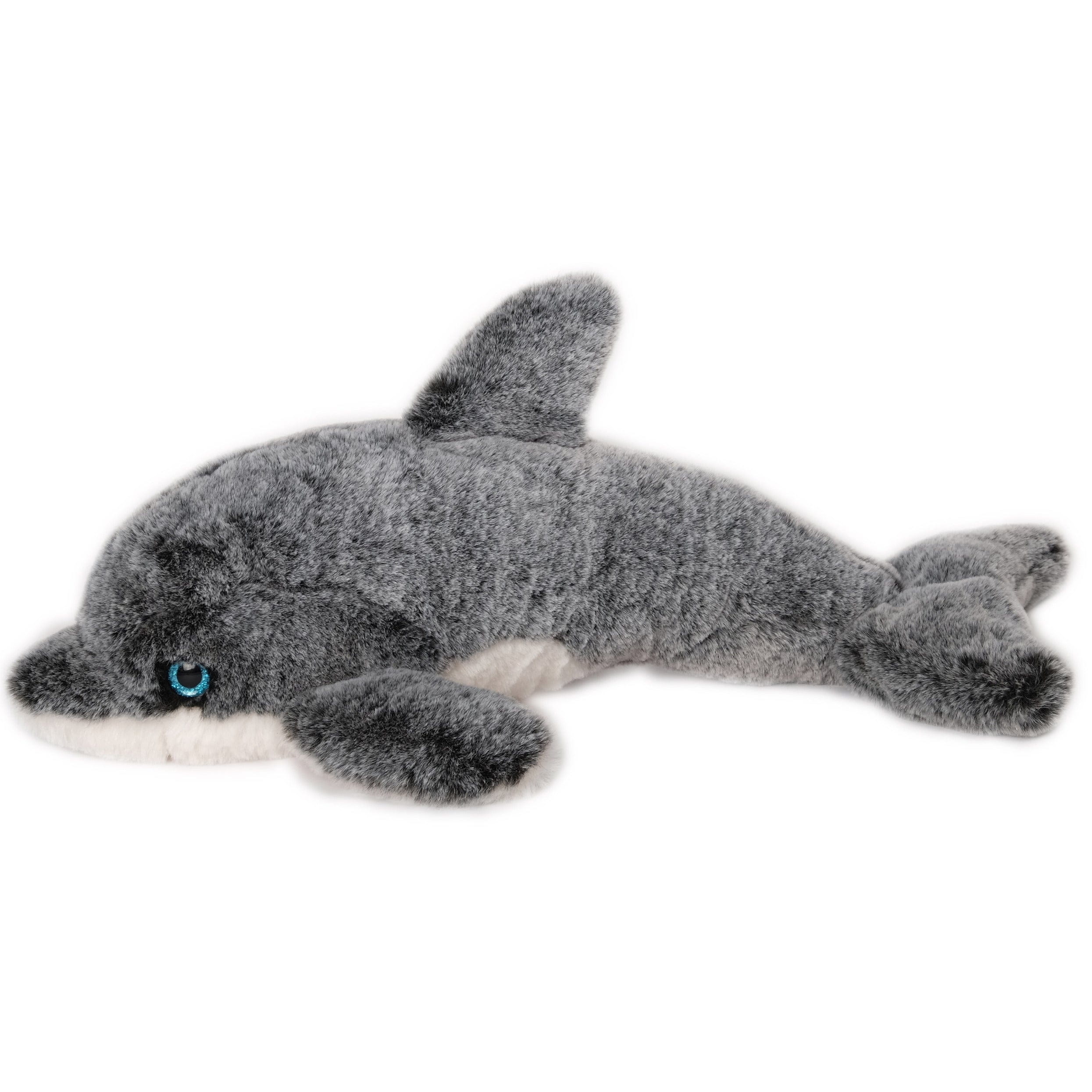 Inware pluche dolfijn knuffel - grijs/wit - zwemmend - 34 cm