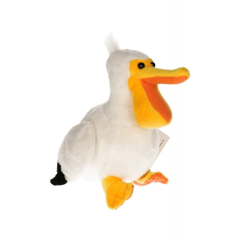 Pelikaan knuffel - pluche - wit/grijs - 17 cm - vogelknuffel