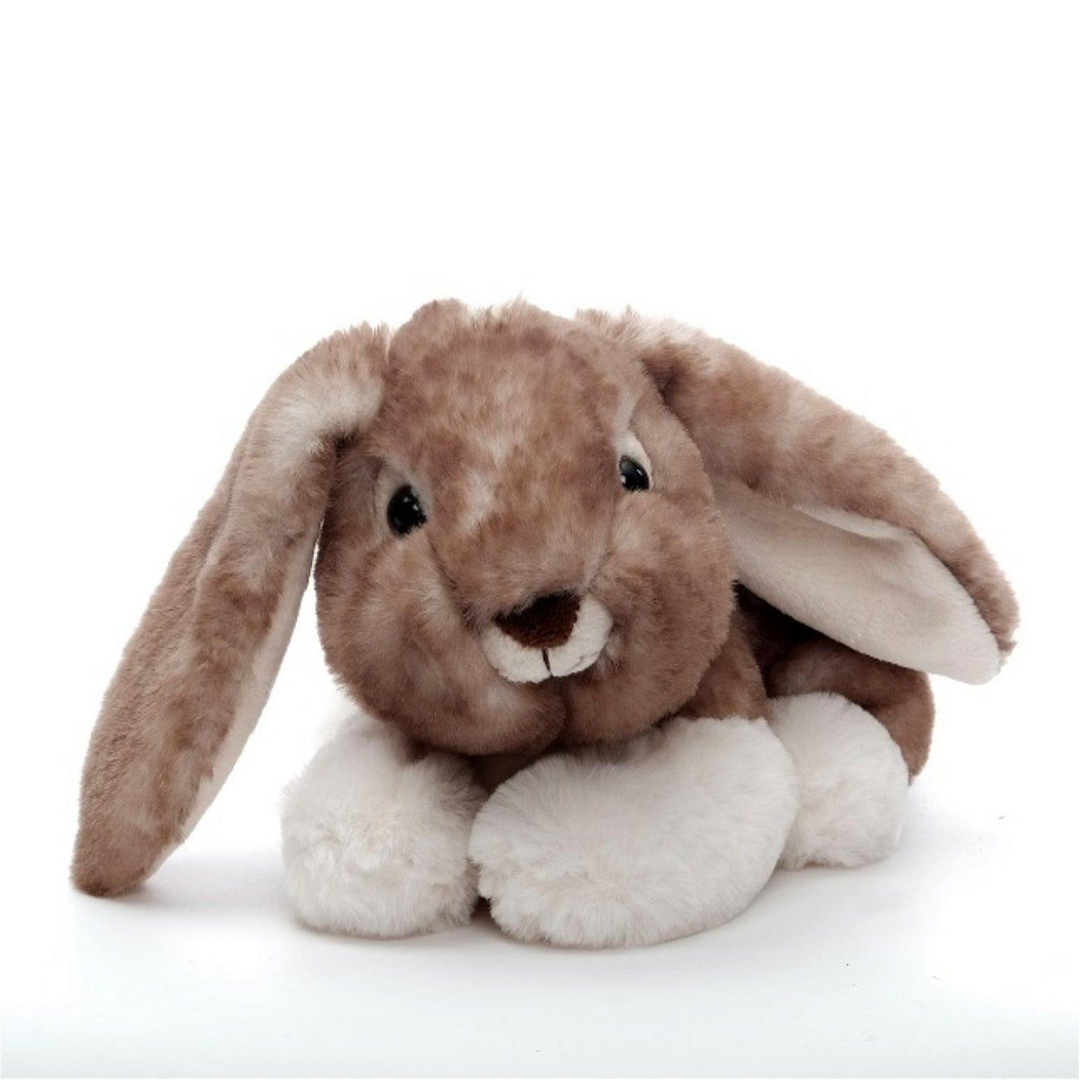 Inware pluche konijn/haas knuffel - bruin - liggend - 24 cm