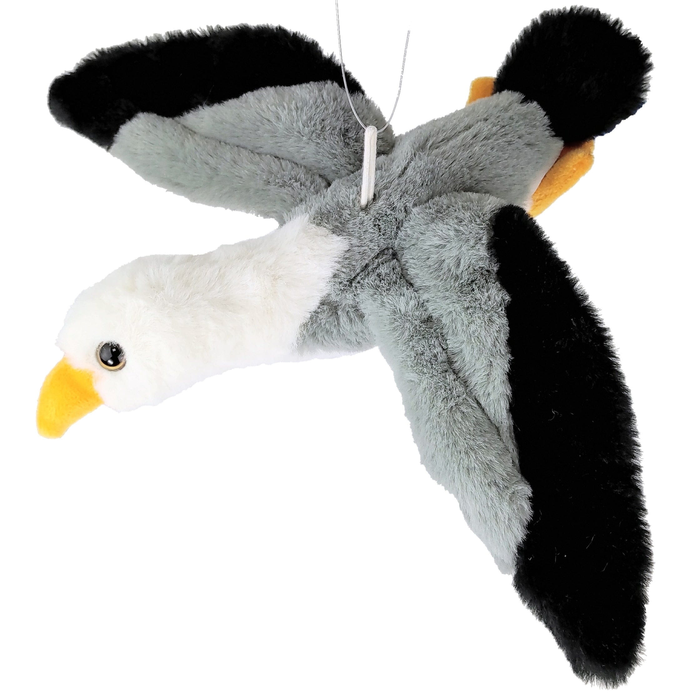 Inware zeemeeuw knuffel - pluche - grijs/wit/zwart - 25 cm