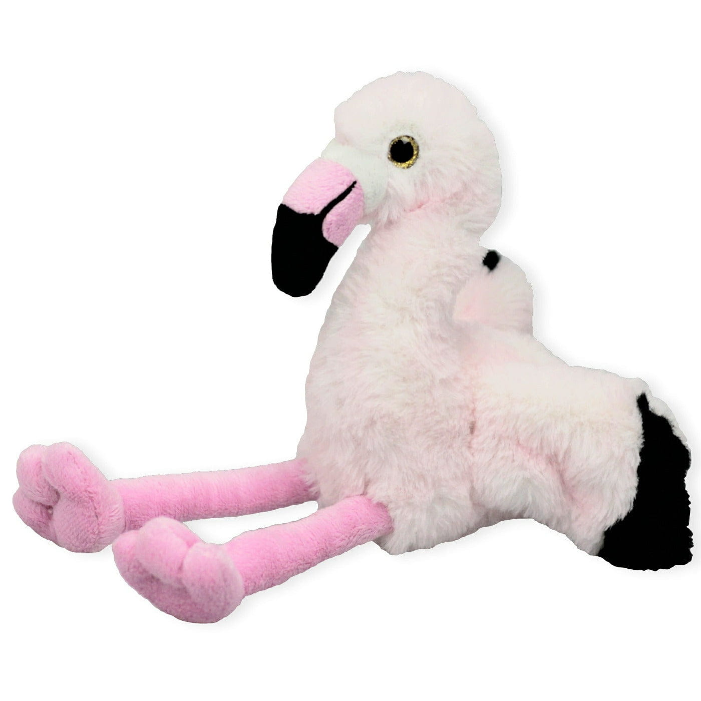 Inware flamingo knuffel - pluche - roze - zittend - 16 cm
