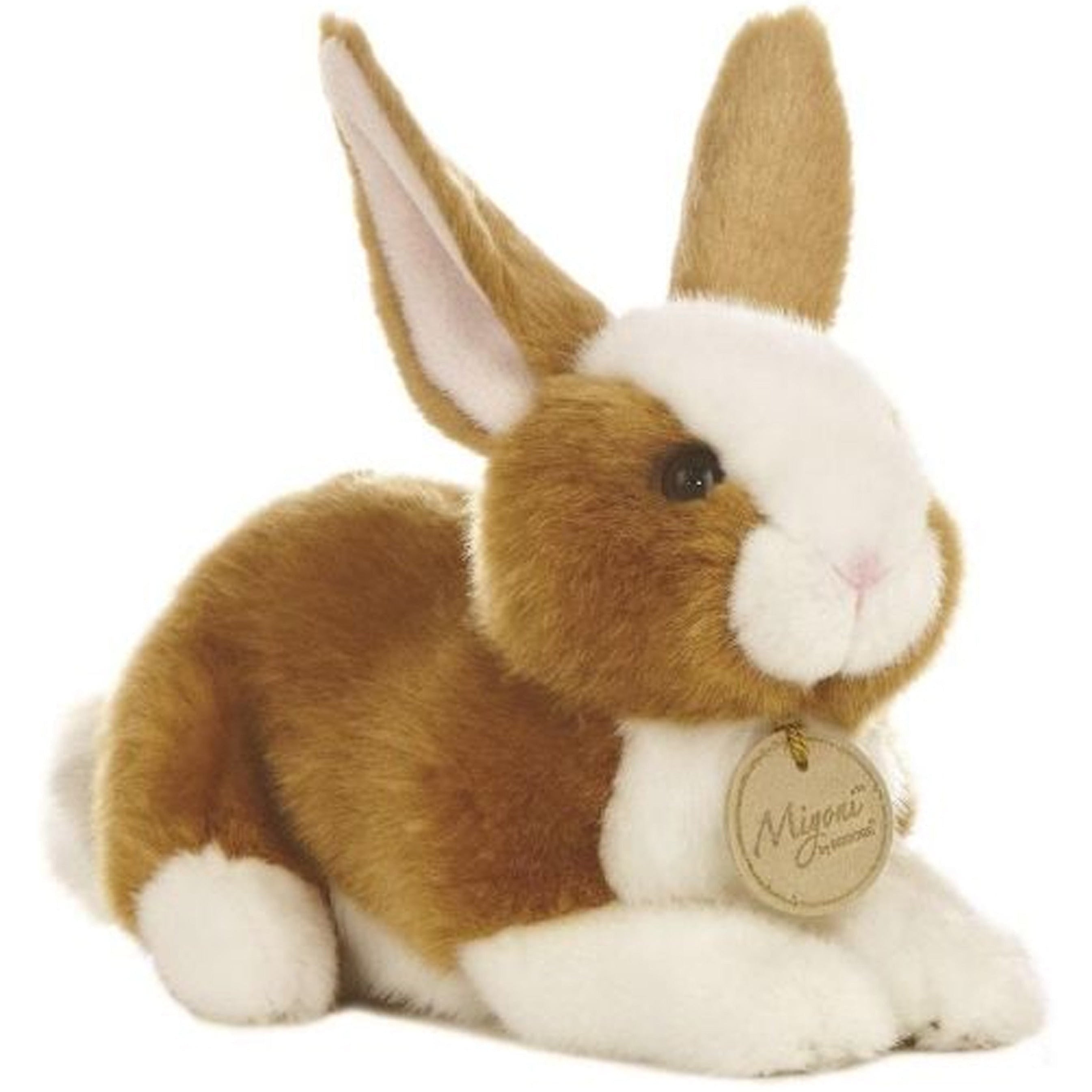 Pluche konijn knuffel - lichtbruin/wit - 20 cm - bosdieren