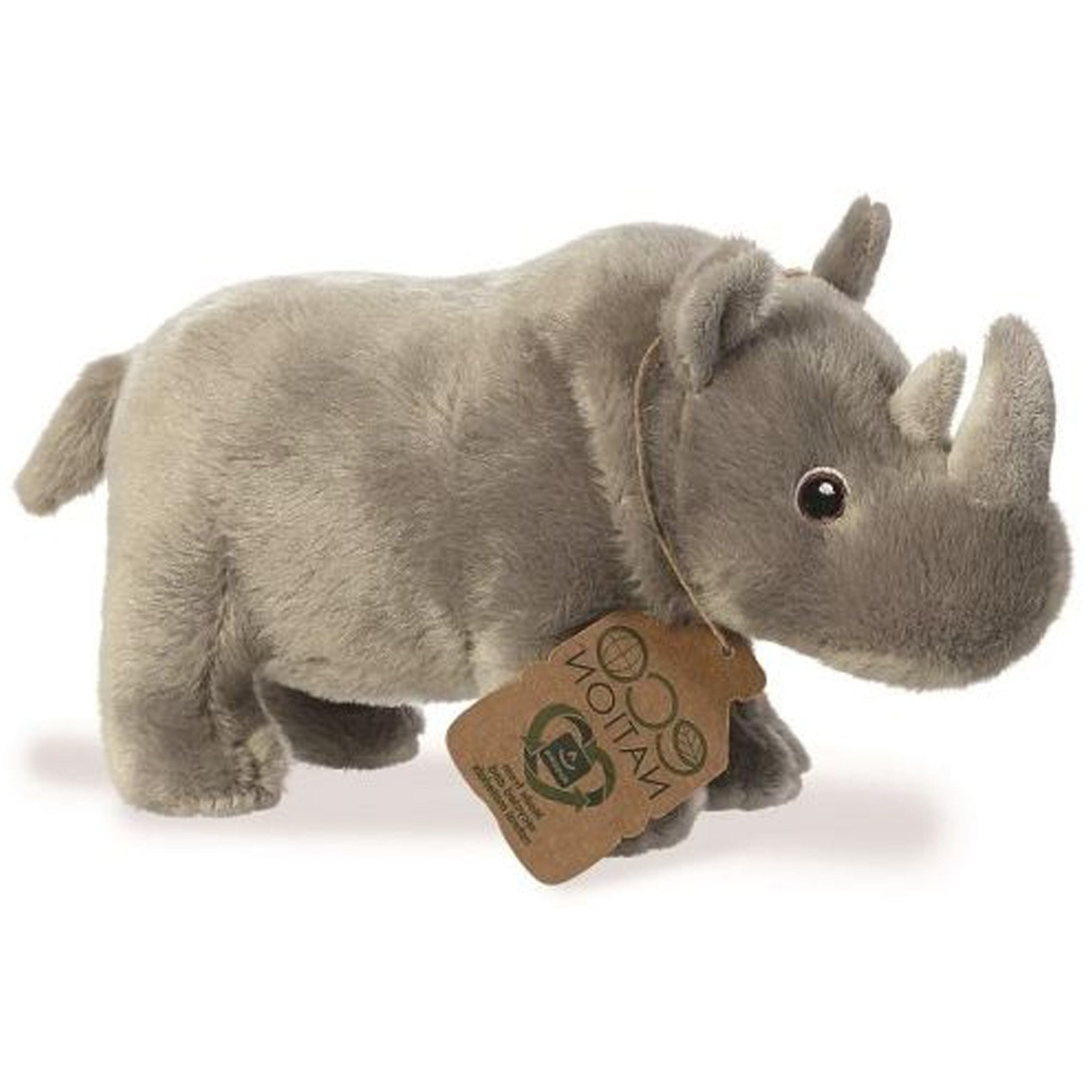 Aurora neushoorn knuffel - pluche - grijs - 24 cm - safari