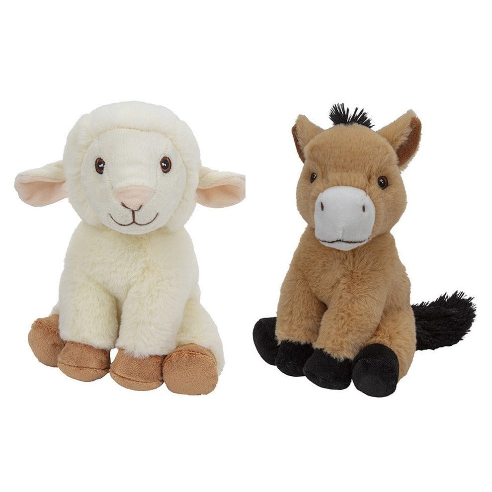Pluche boerderijdieren knuffels - schaap en paard - 23 cm
