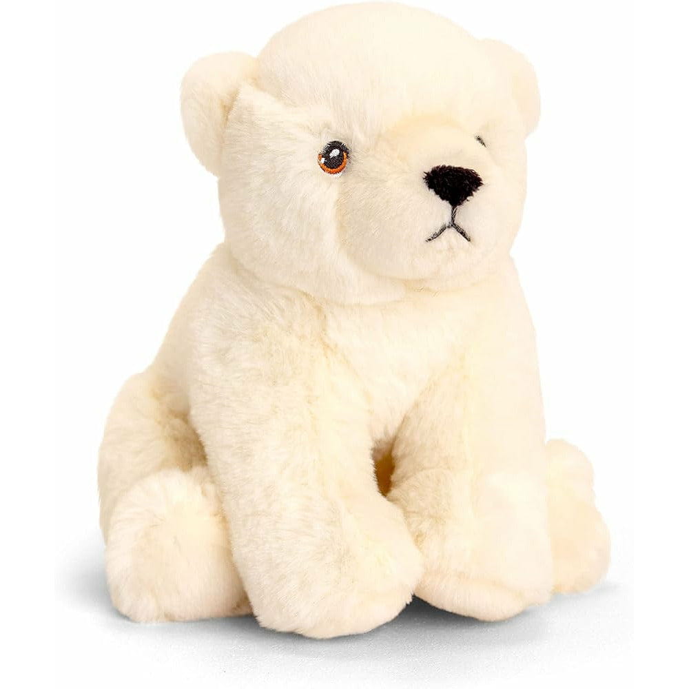 Keel Toys ijsbeer knuffel - pluche - wit - zittend - 18 cm