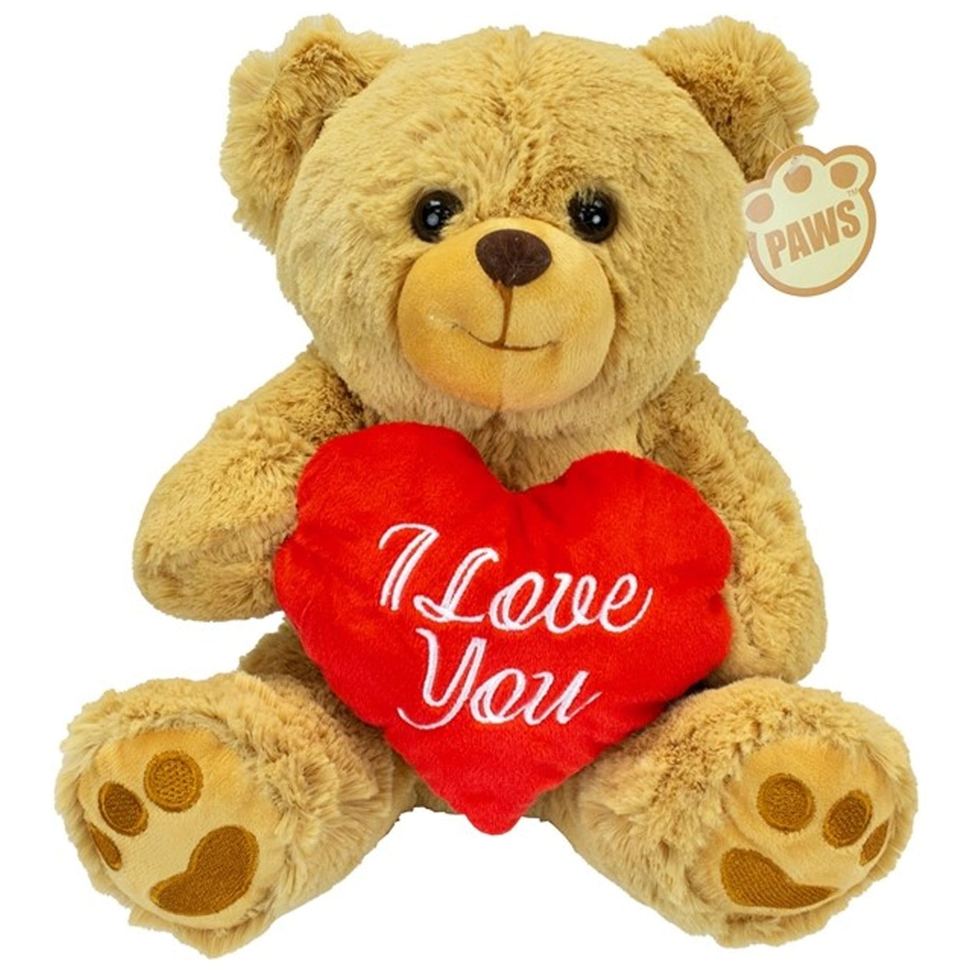 Dino Puppets Valentijn knuffel beertje - pluche - 26 cm - I Love You