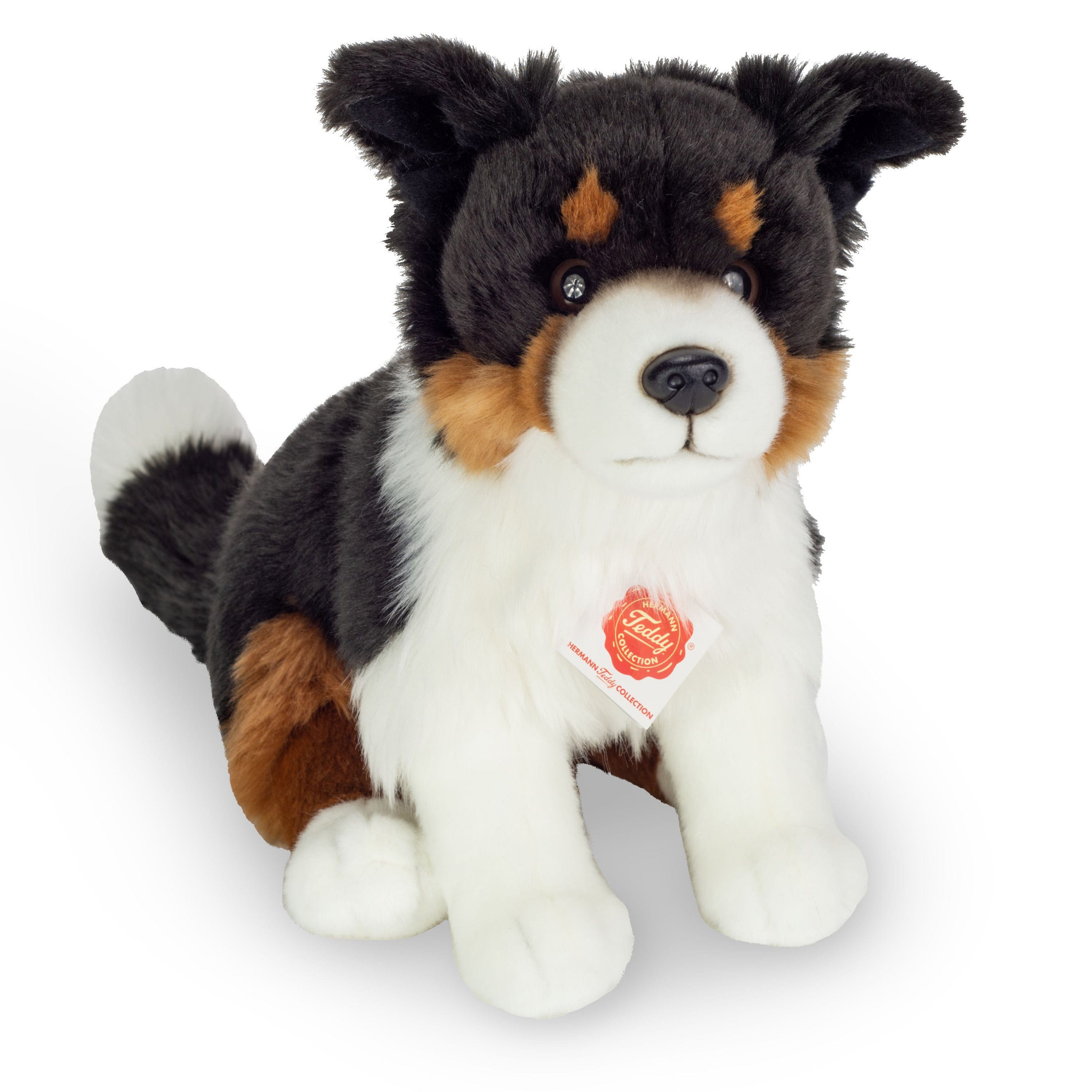 Border Collie knuffel - pluche - 30 cm - hond - zwart/wit/bruin