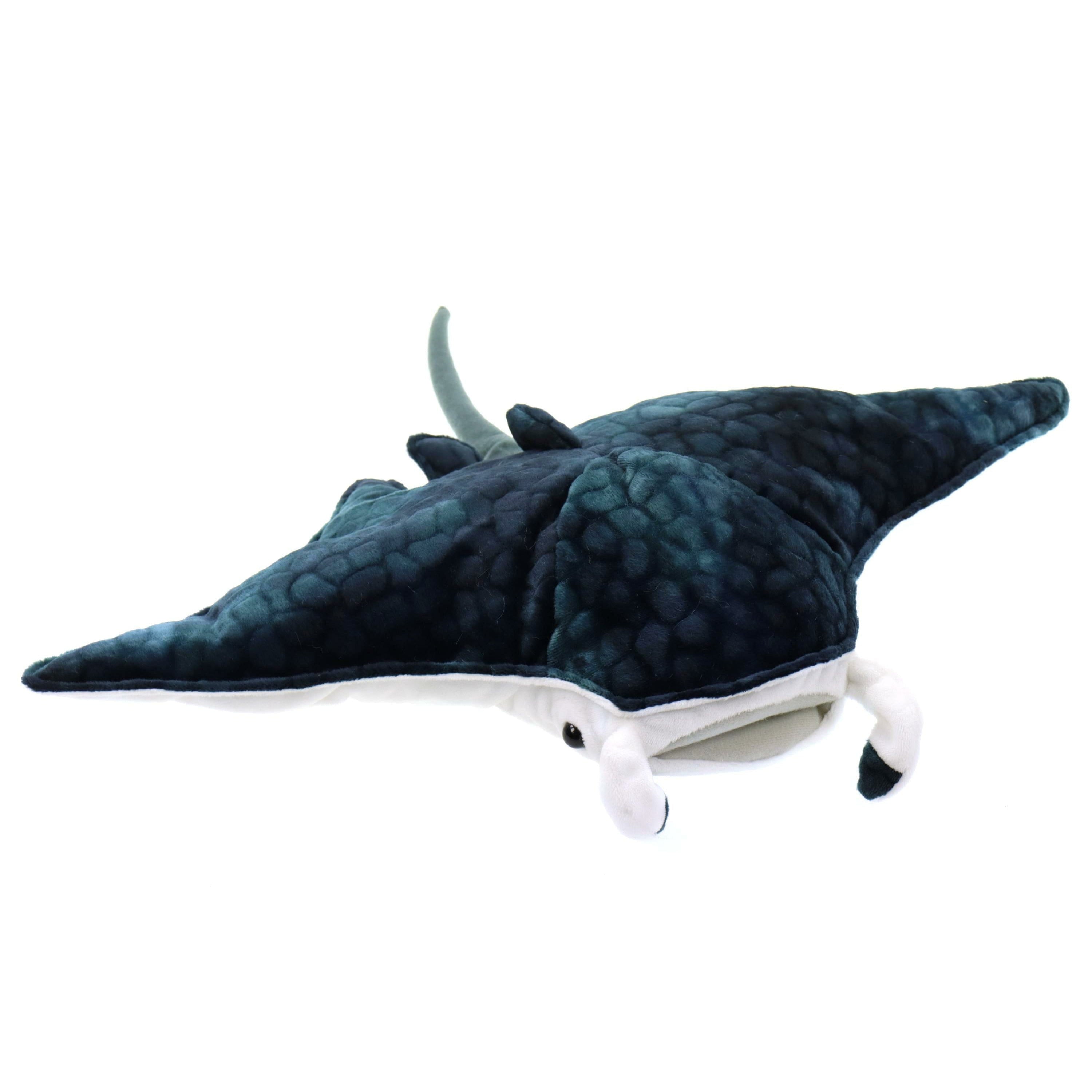 Creation manta rog knuffel - pluche - grijs/wit - 42 cm