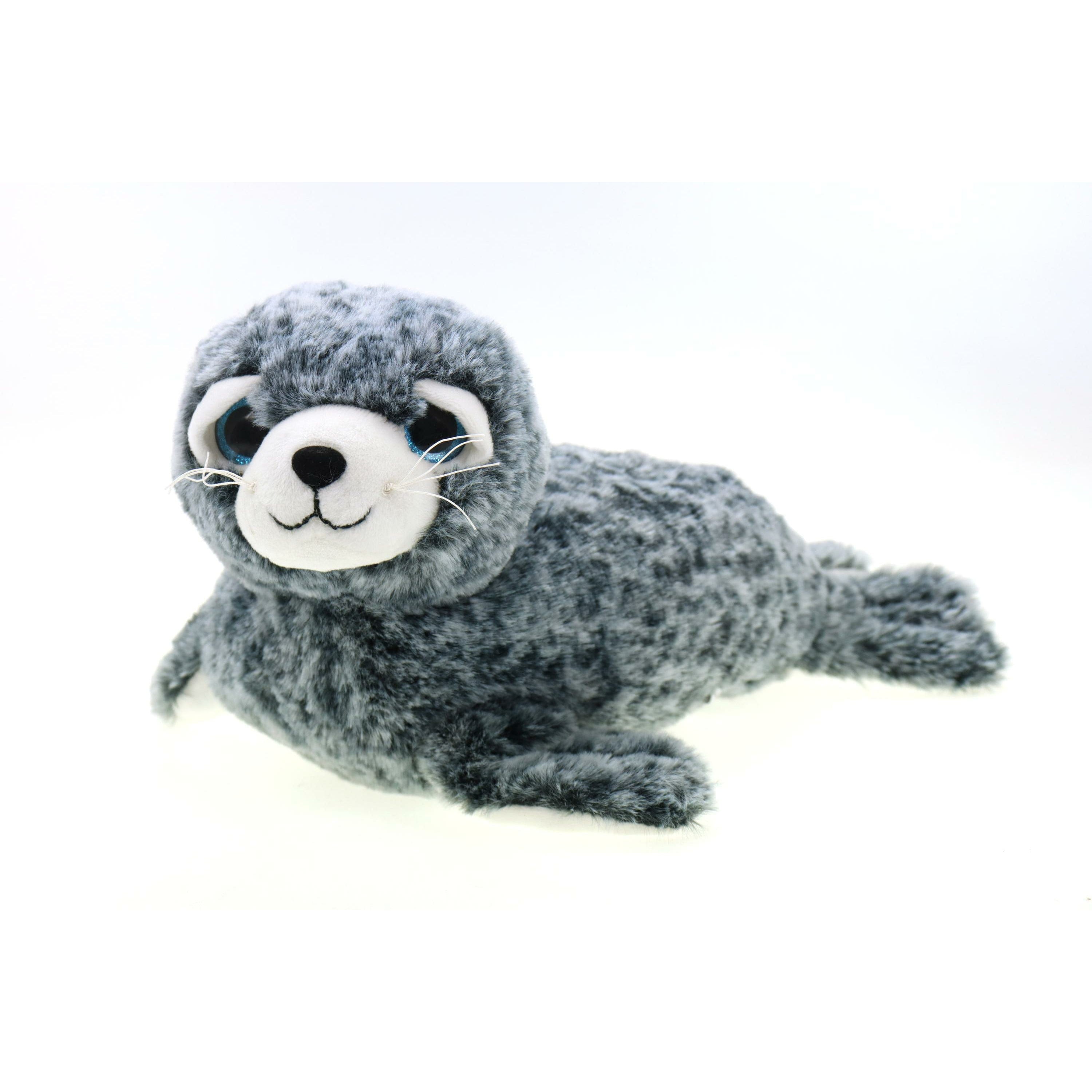 Creation zeehond knuffel - pluche - grijs/wit - 30 cm