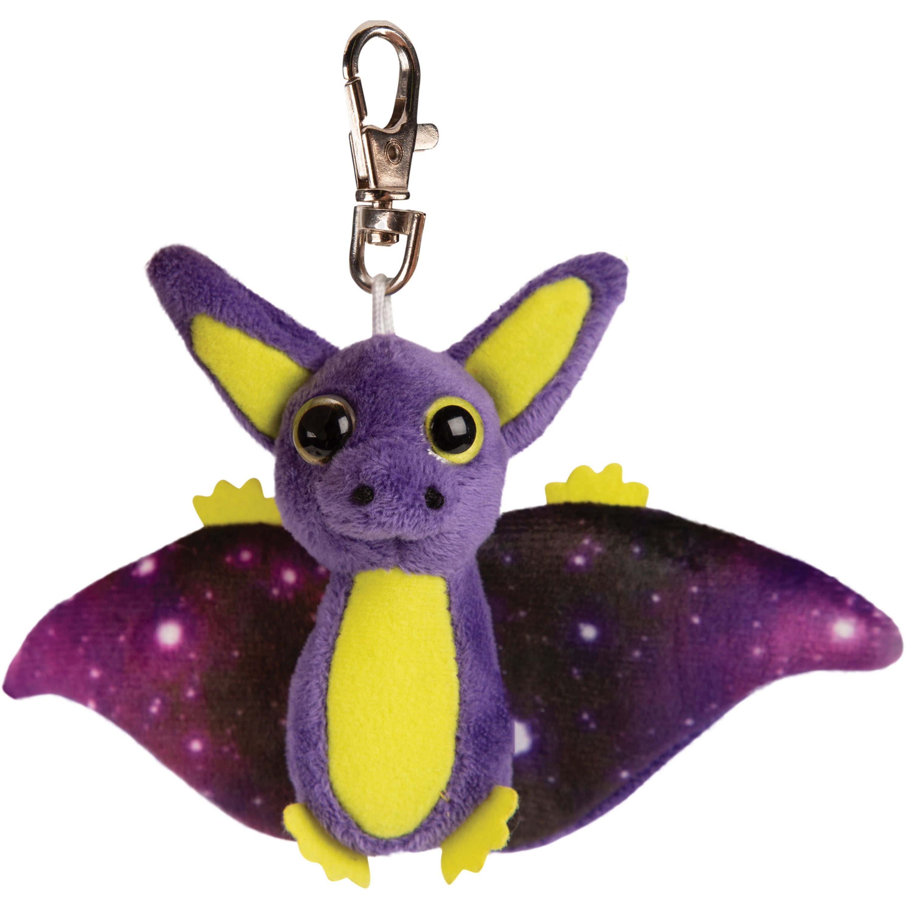 Pluche vleermuis knuffel - paars/geel - 9 cm - sleutelhanger