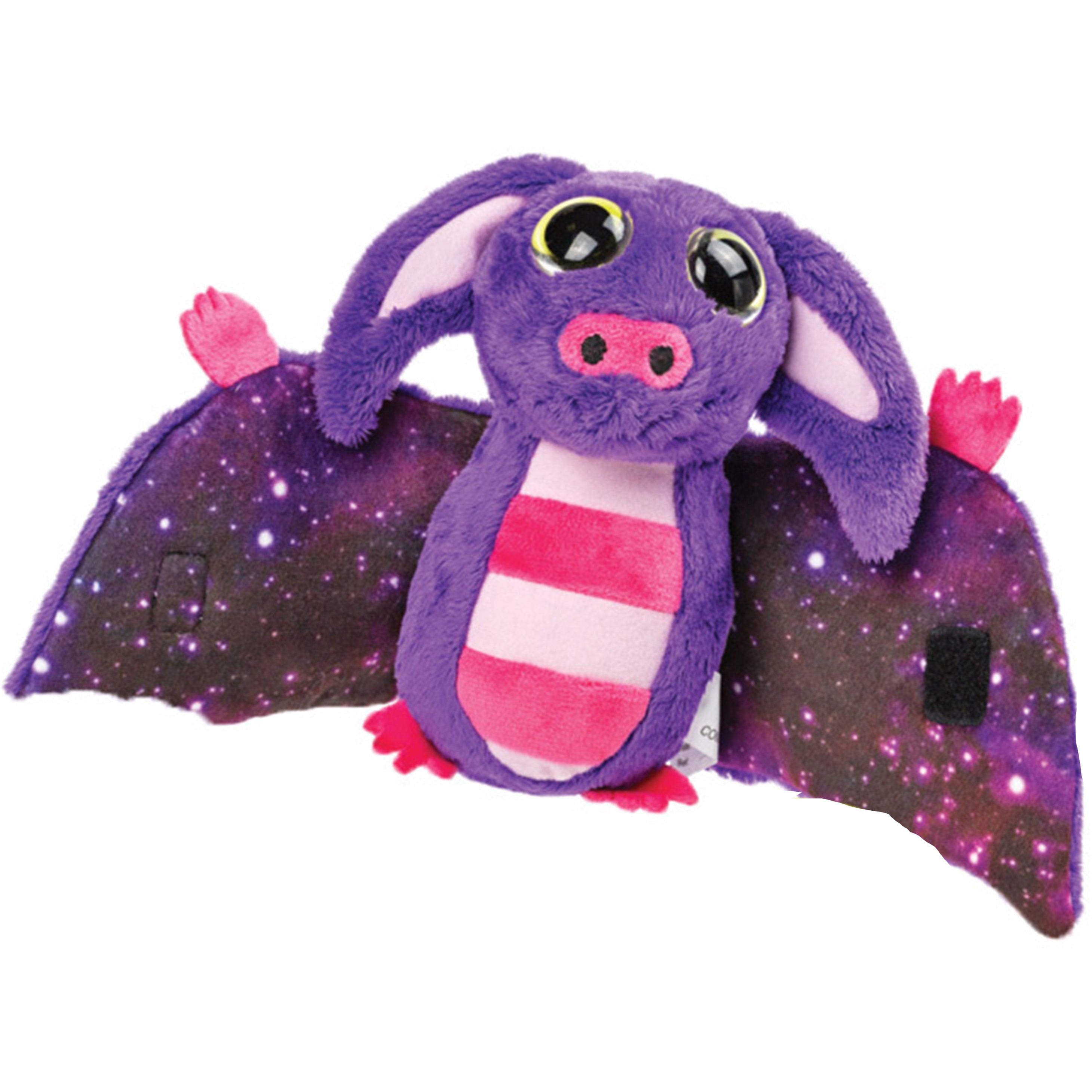 Pluche vleermuis knuffel - paars/roze - 17,5 cm - glow in the dark