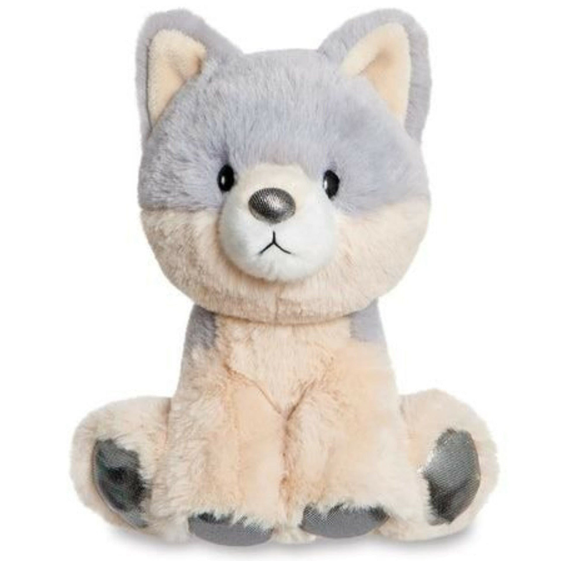 Pluche wolf knuffel - grijs/wit - 20 cm - bosdieren
