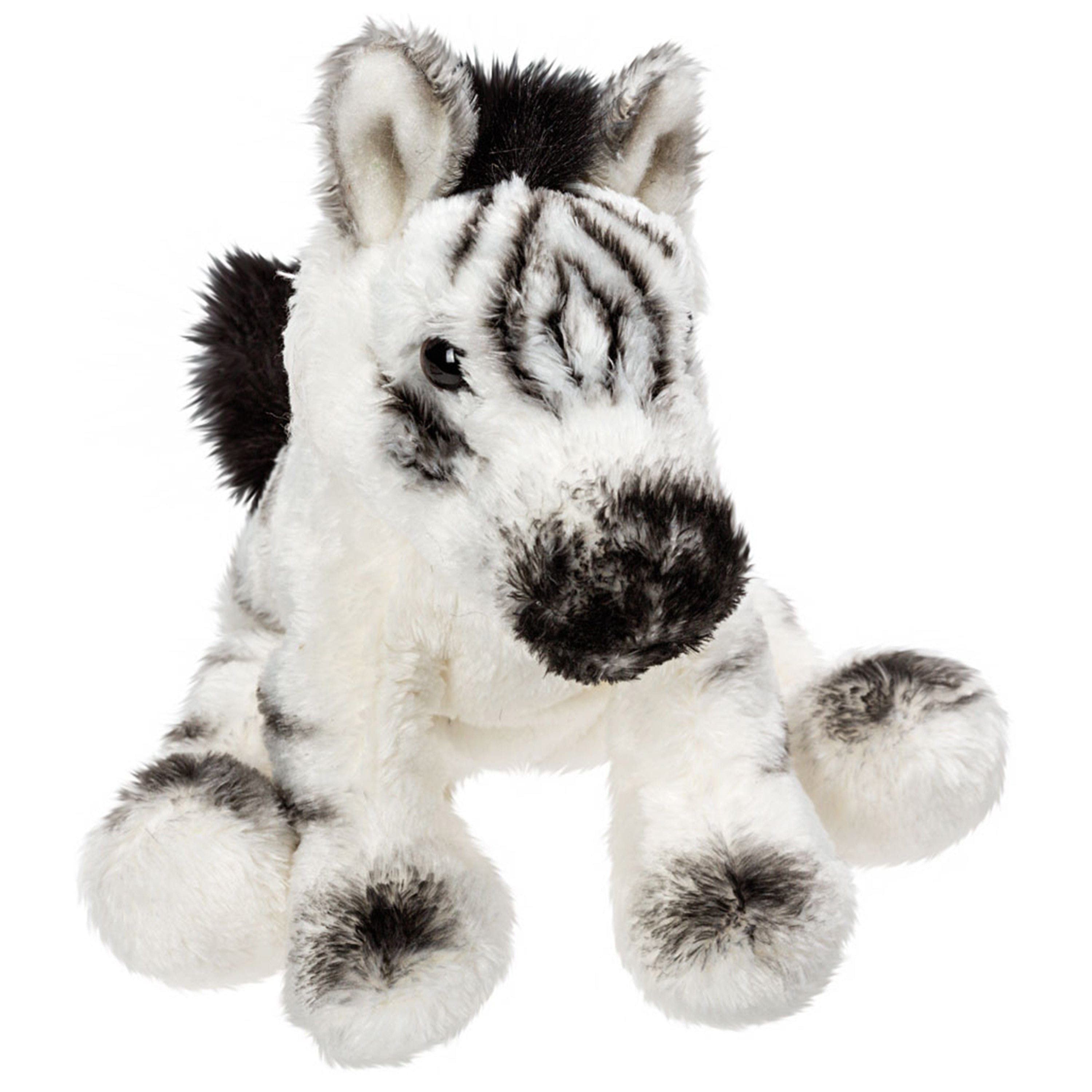 Zebra knuffel - pluche - wit/zwart - 13 cm - safari thema