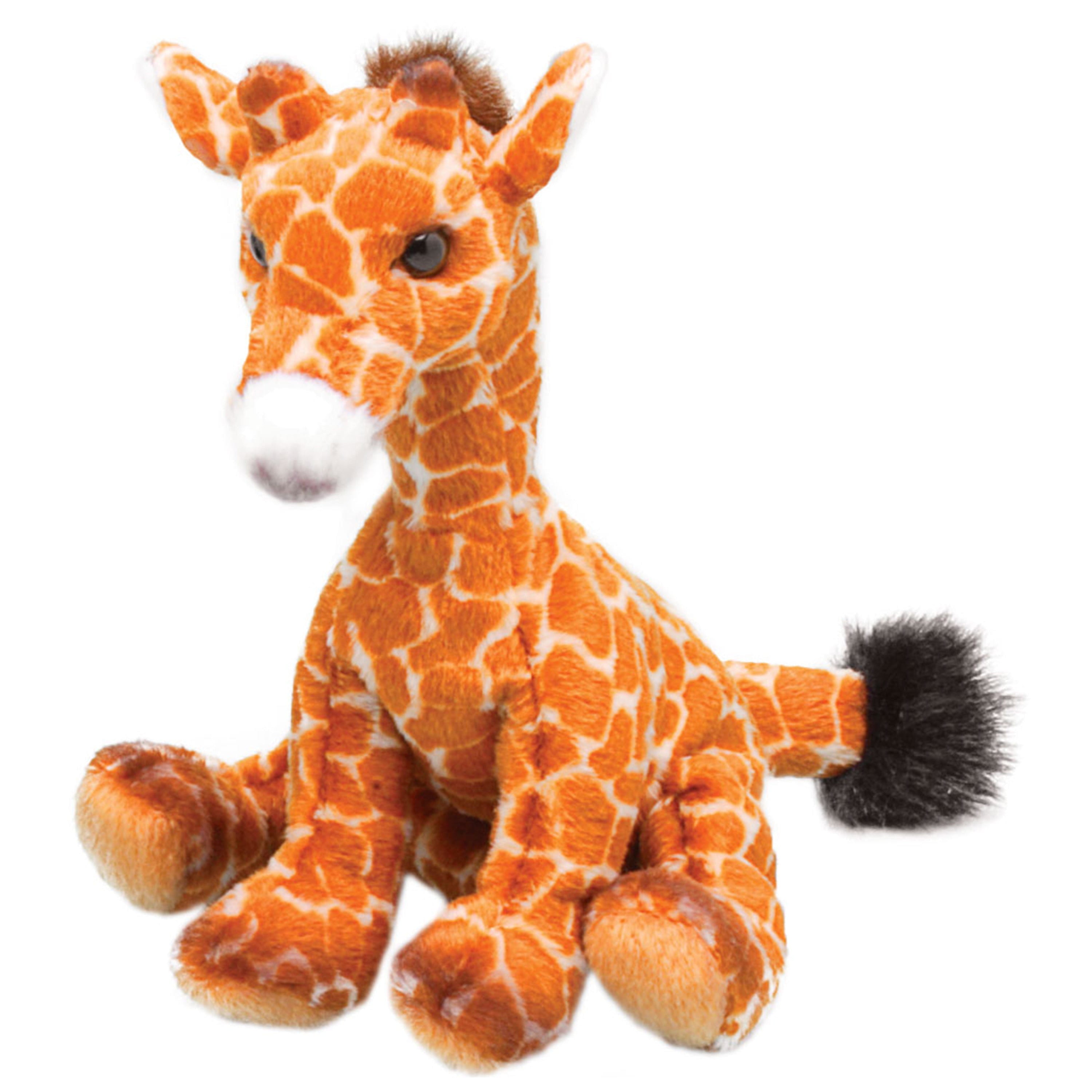 Giraffe knuffel - pluche - gevlekt bruin - 13 cm - safari