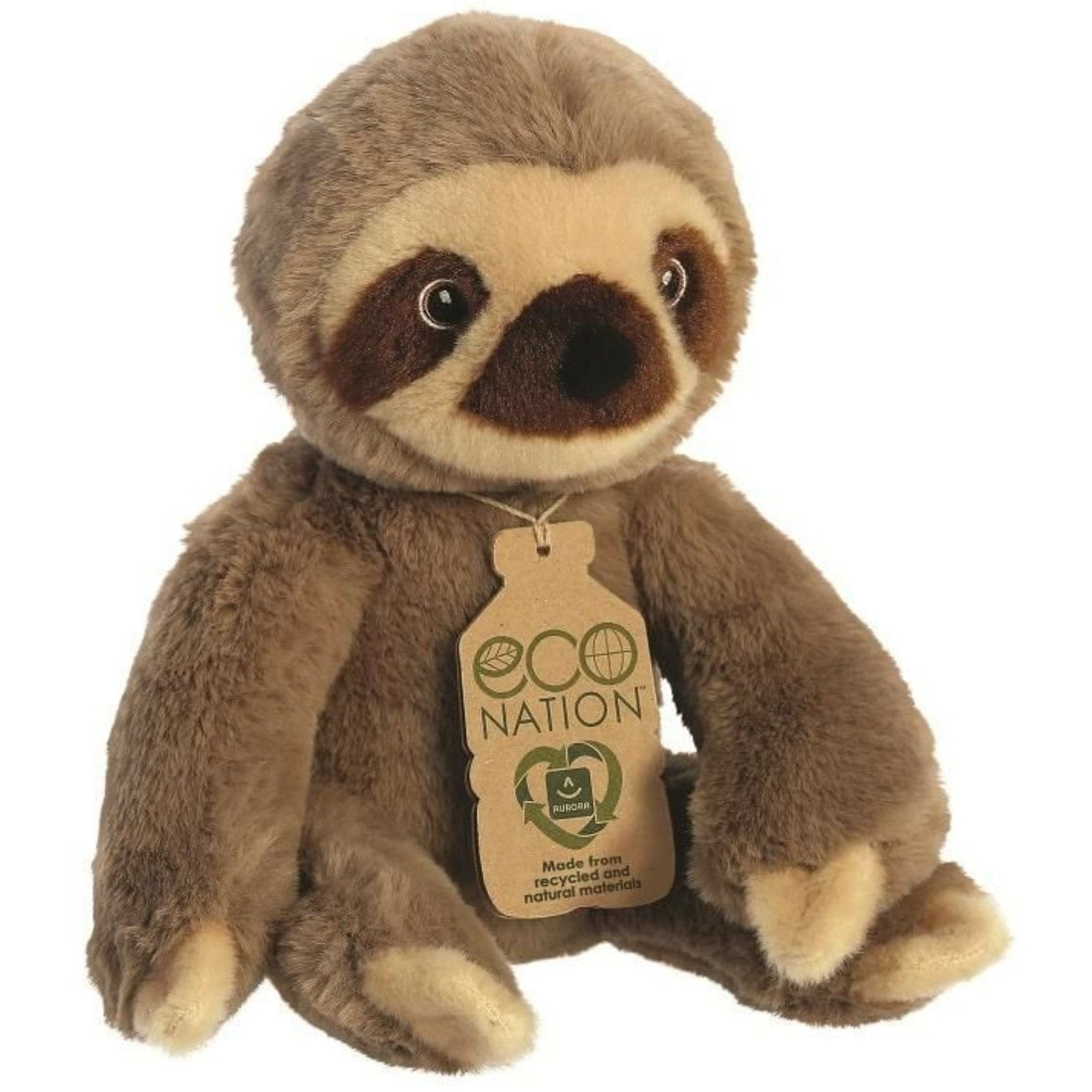 Aurora Eco Nation luiaard knuffel - pluche - 24 cm - bruin