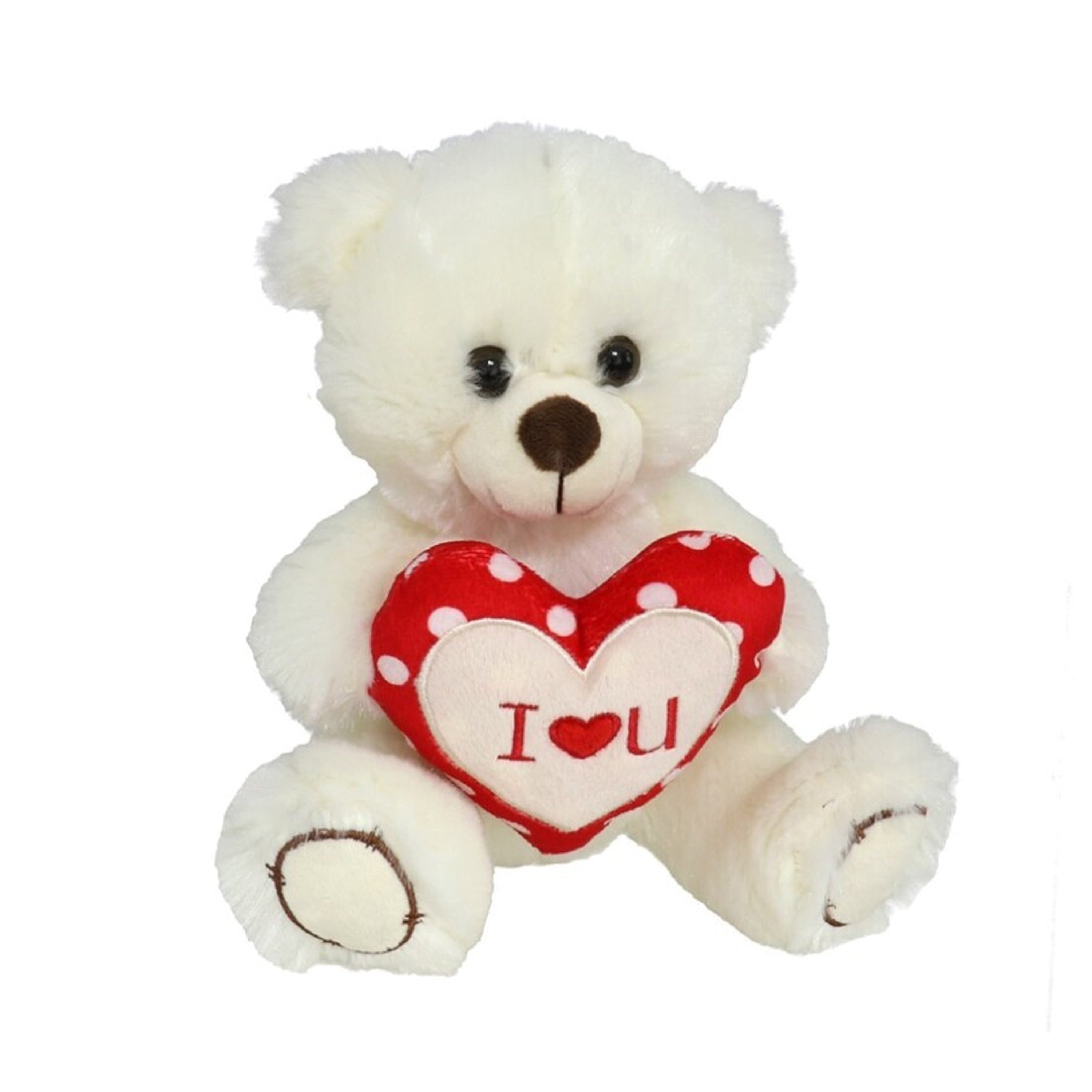 Pluche knuffelbeer - wit/rood - I Love hartje - 30 cm