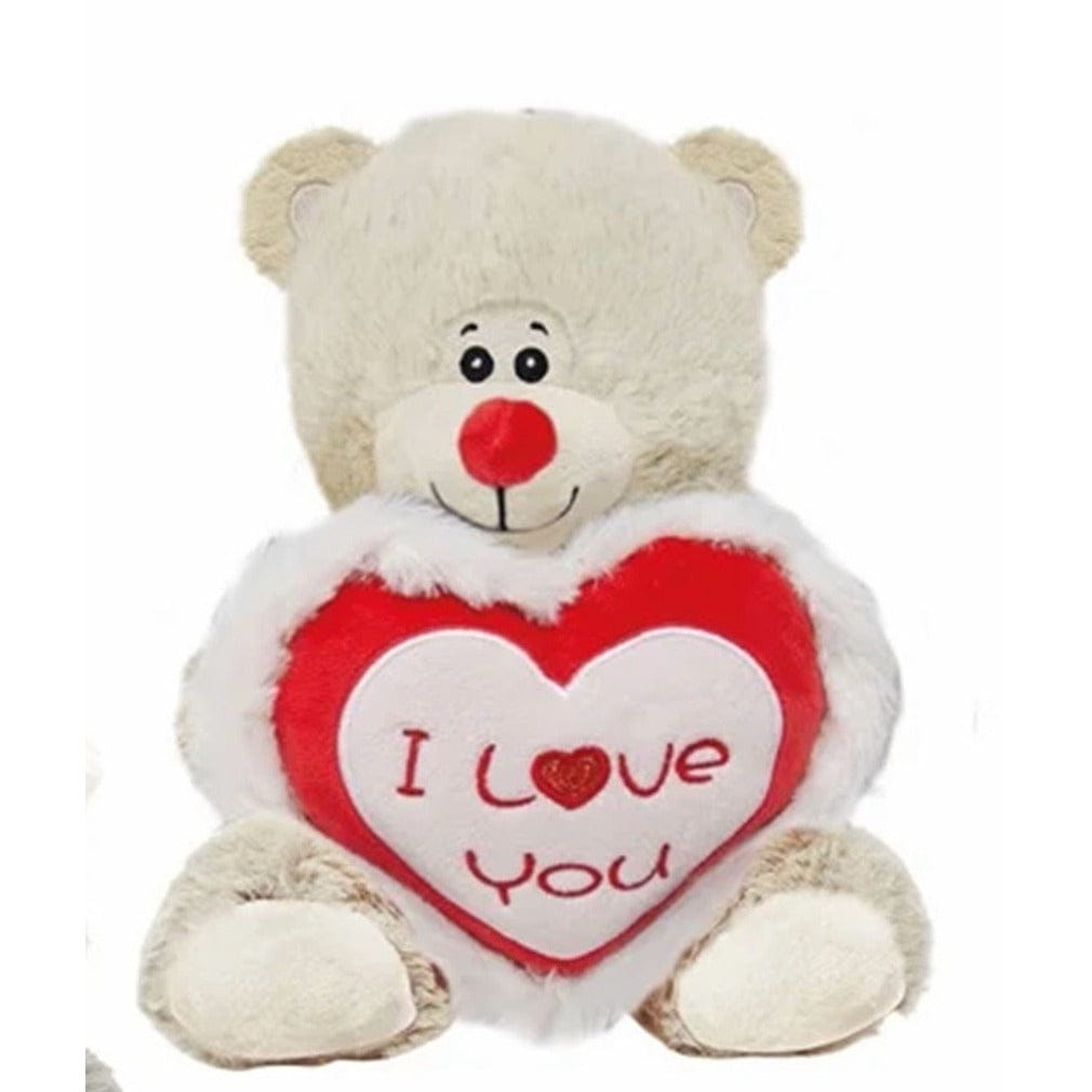 Pluche knuffelbeer - wit - I Love You hartje - 30 cm