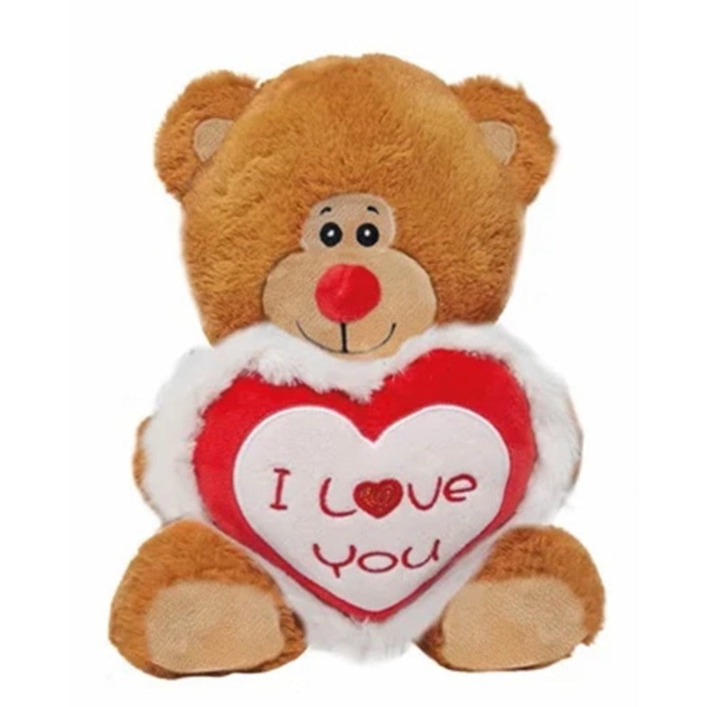 Pluche teddybeer - I love you hartje - bruin - 30 cm