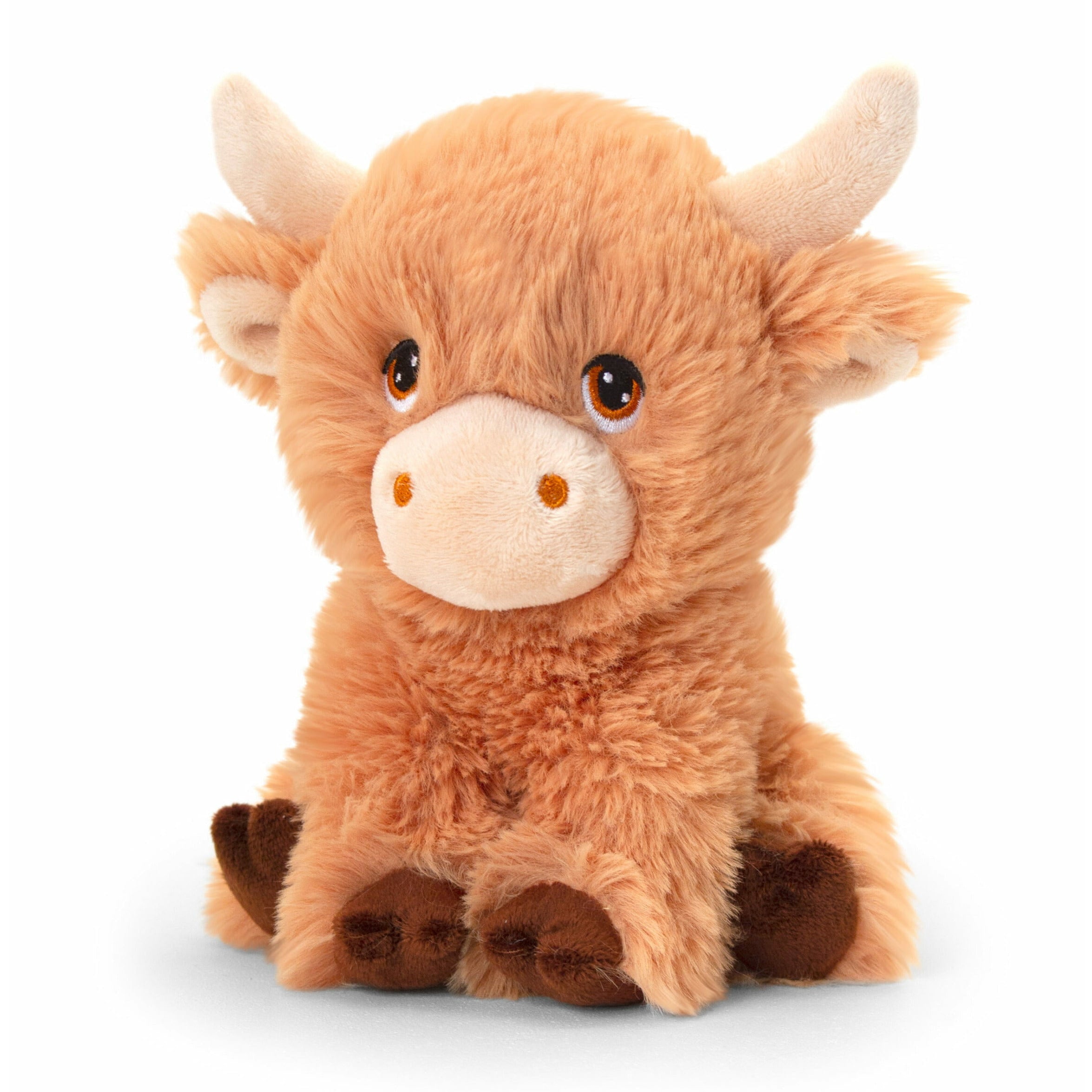 Keel Toys koe knuffel - pluche - bruin - zittend - 25 cm