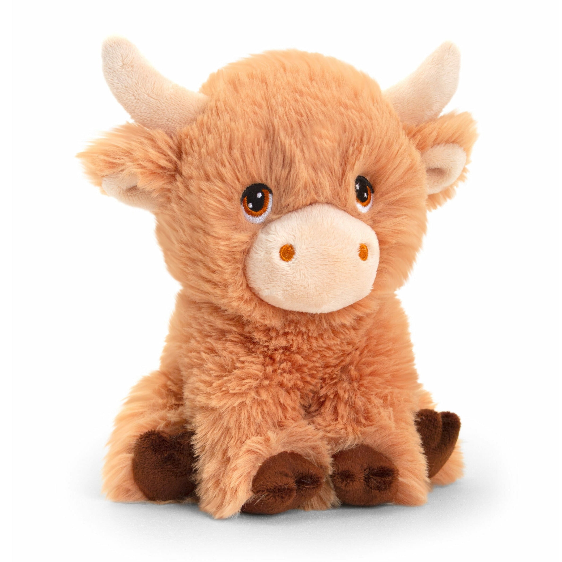 Keel Toys pluche koe knuffel - bruin - zittend - 18 cm