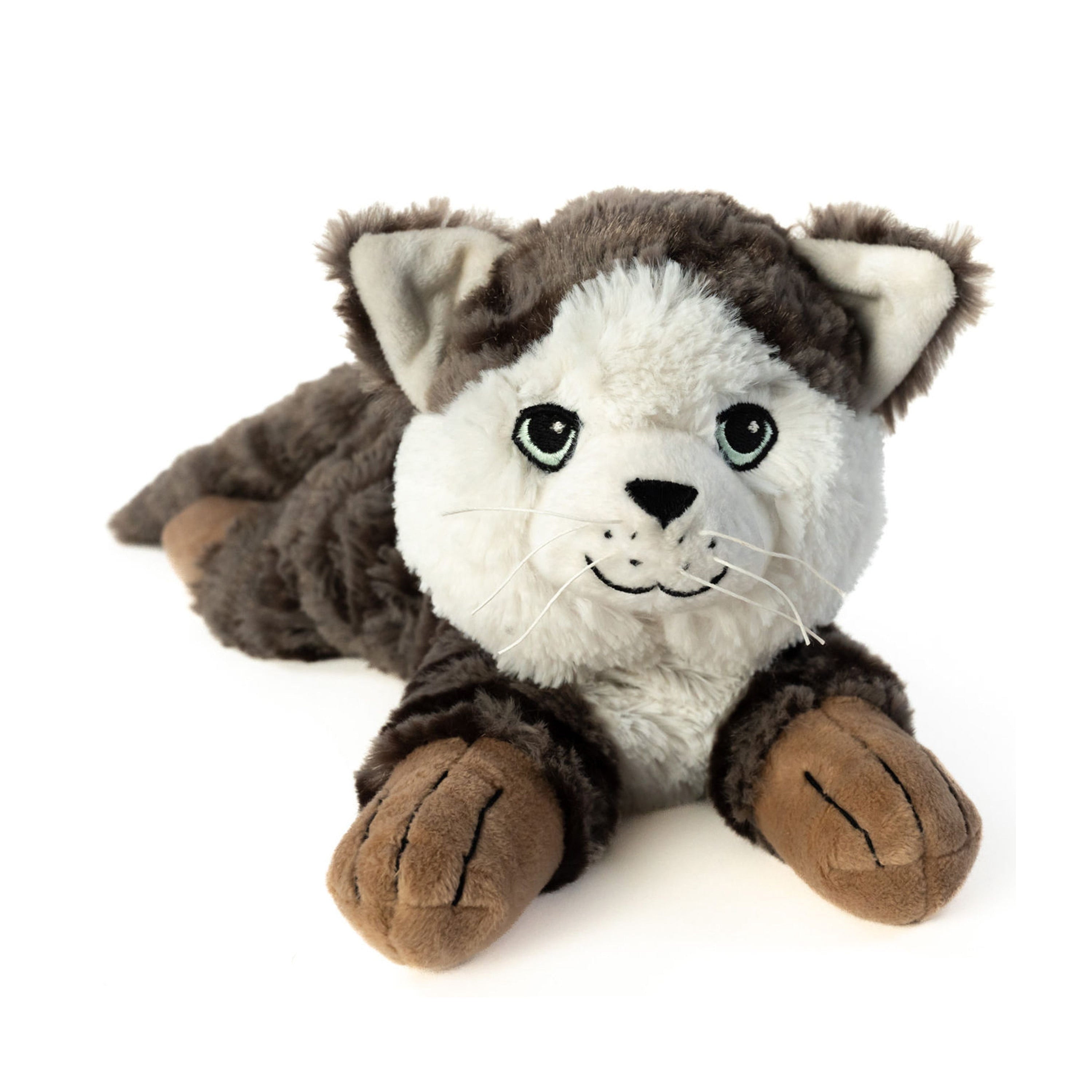 Habibi magnetron knuffel kat - grijs - 35 cm - warmteknuffel