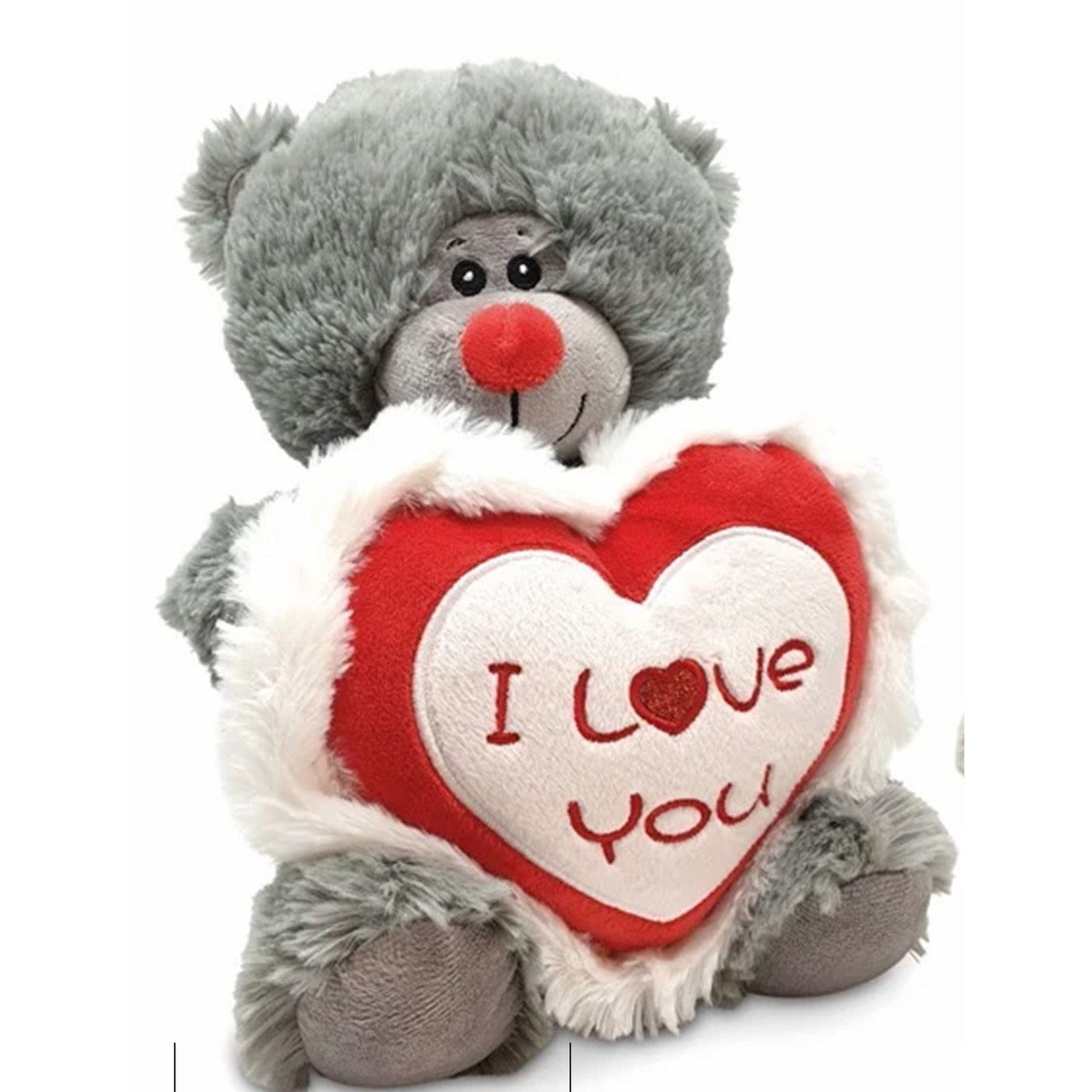 Grijze teddybeer - pluche - I Love You hartje - 30 cm