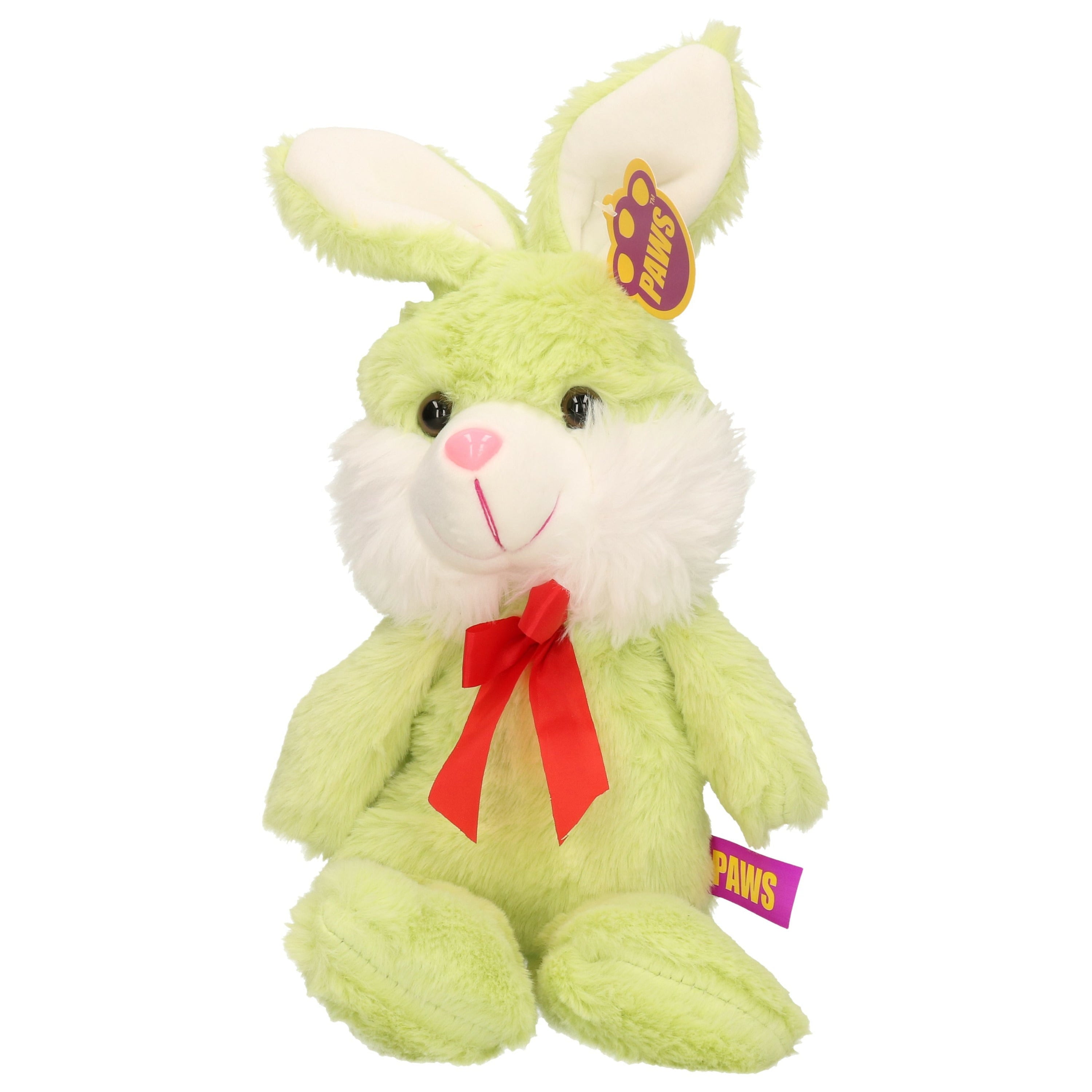 Paashaas knuffel - zacht pluche - groen - 32 cm - strikje