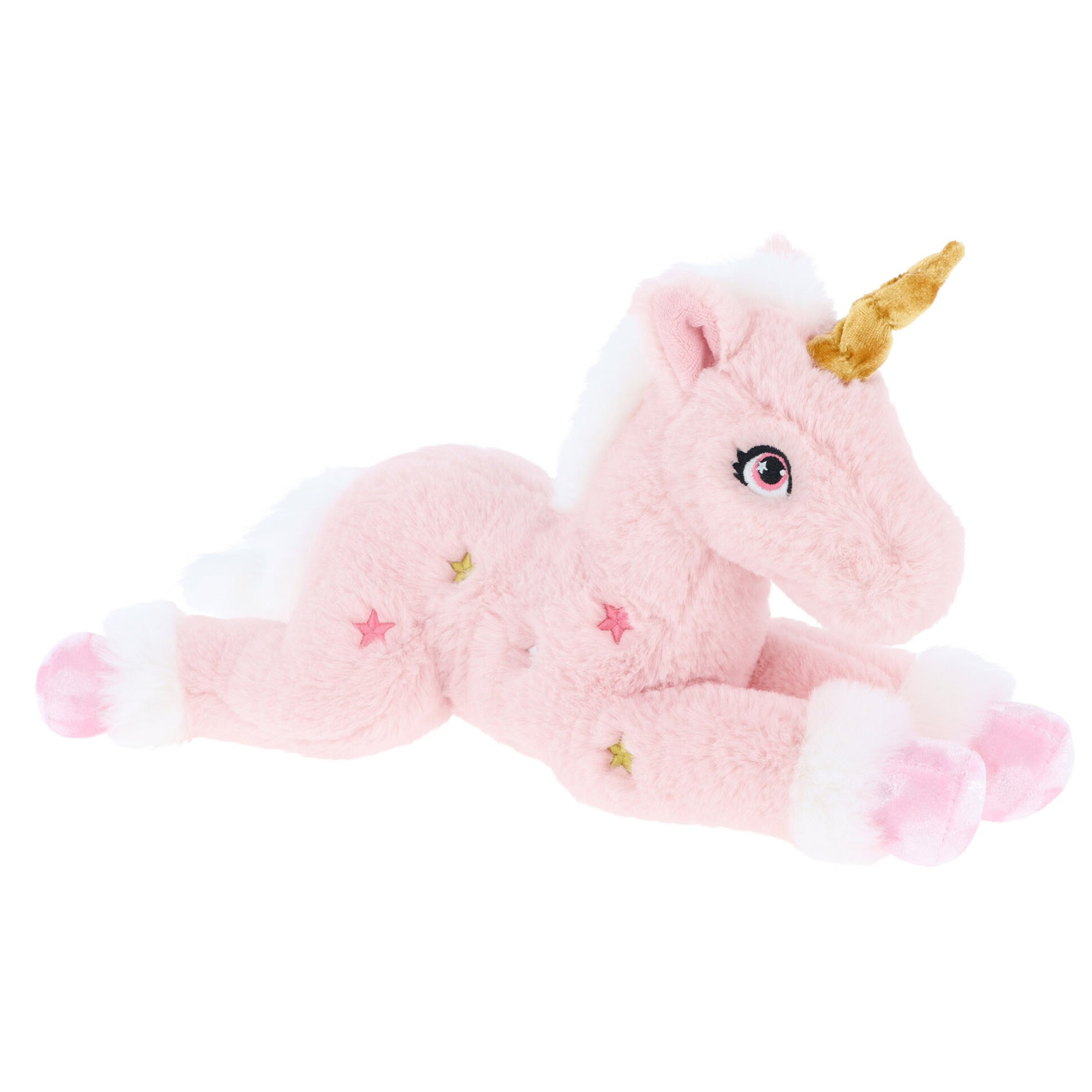 Keel Toys eenhoorn knuffel - pluche - roze/wit - 35 cm - glitter sterren