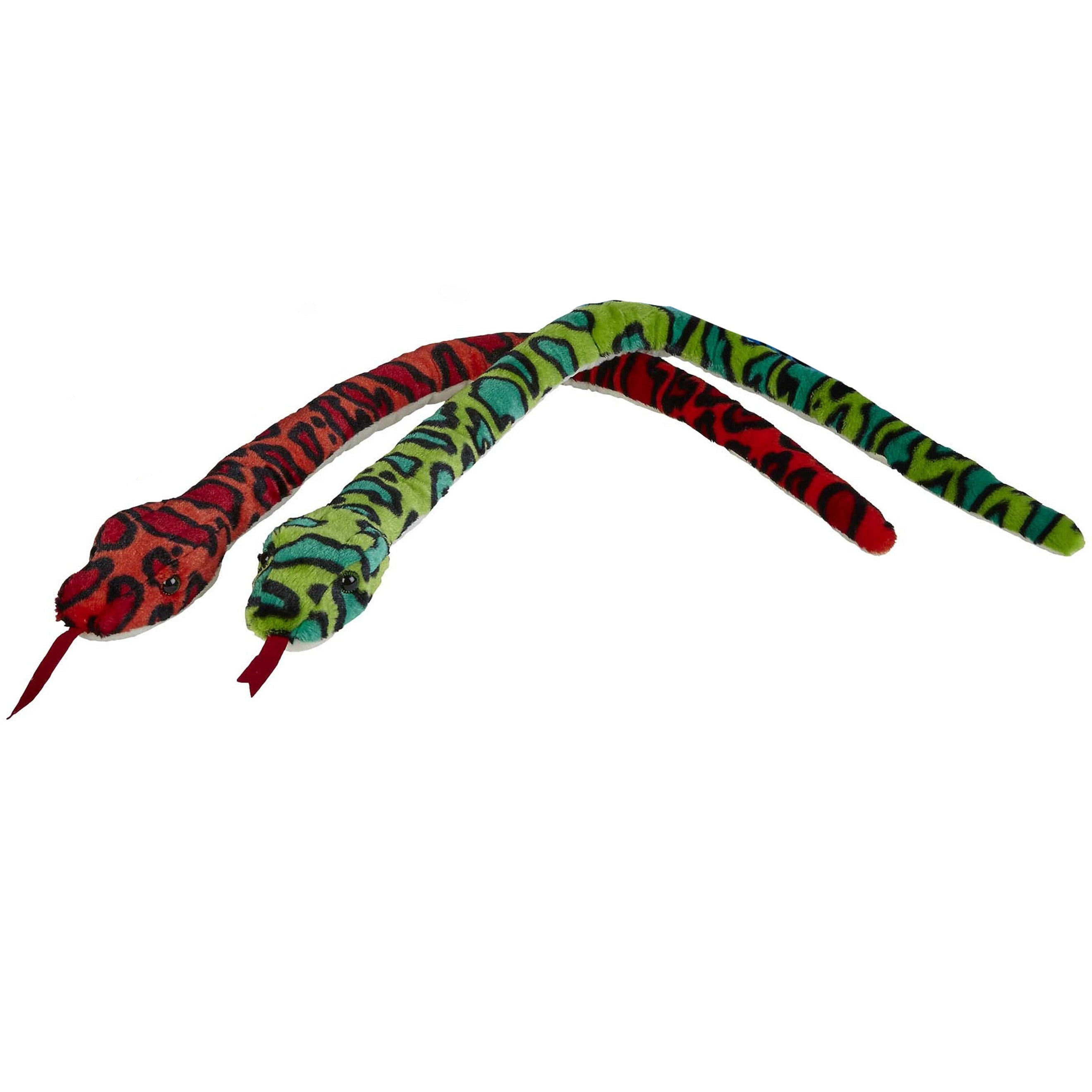 Pluche slangen set - rood en groen - 100 cm - knuffel