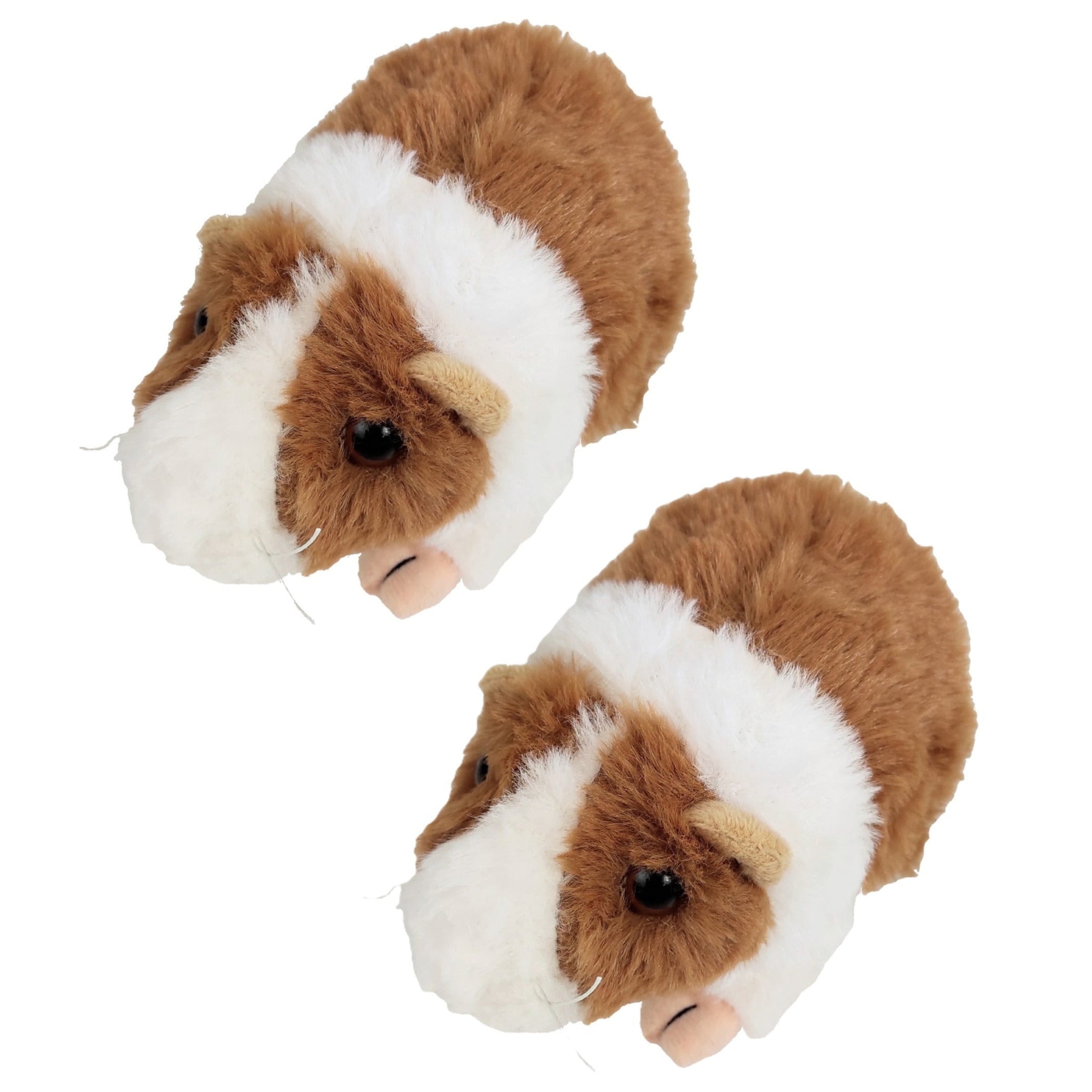 Inware pluche cavia knuffel - 2 stuks - lichtbruin/wit - 15 cm