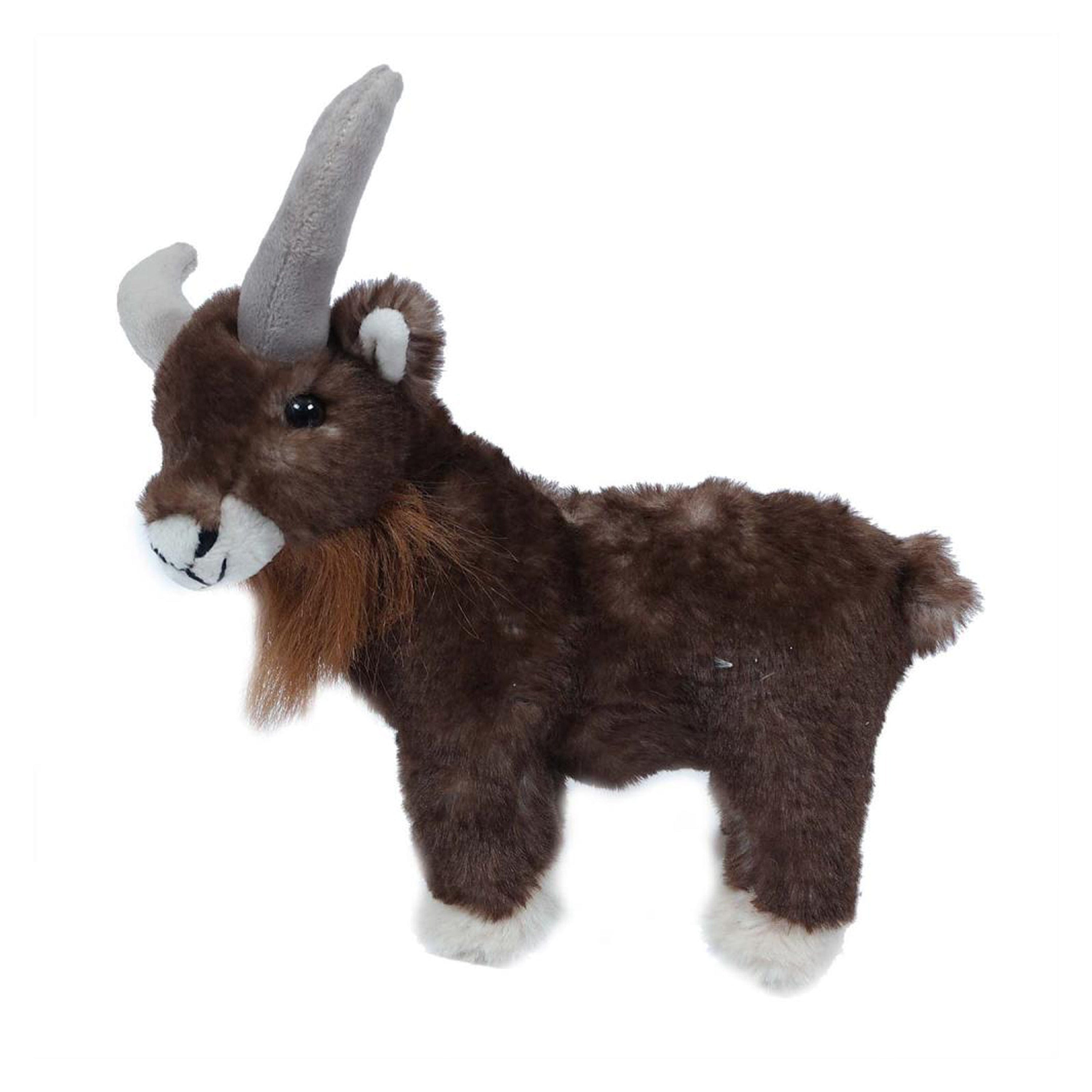 Geit/bok knuffel - pluche - bruin - 20 cm - boerderij