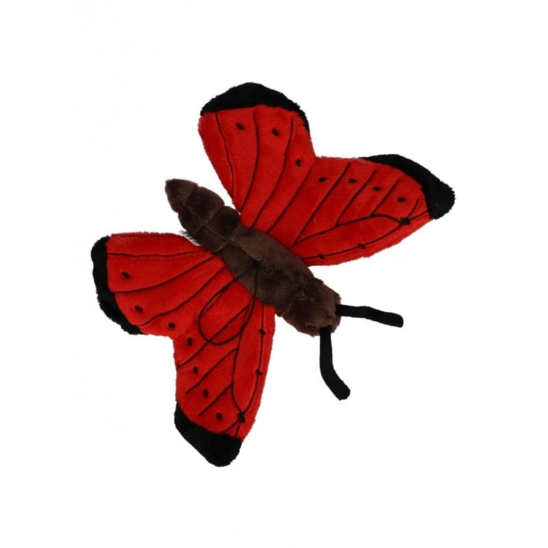 Vlinder knuffel rood - pluche - 21 cm - met lus - speelgoed