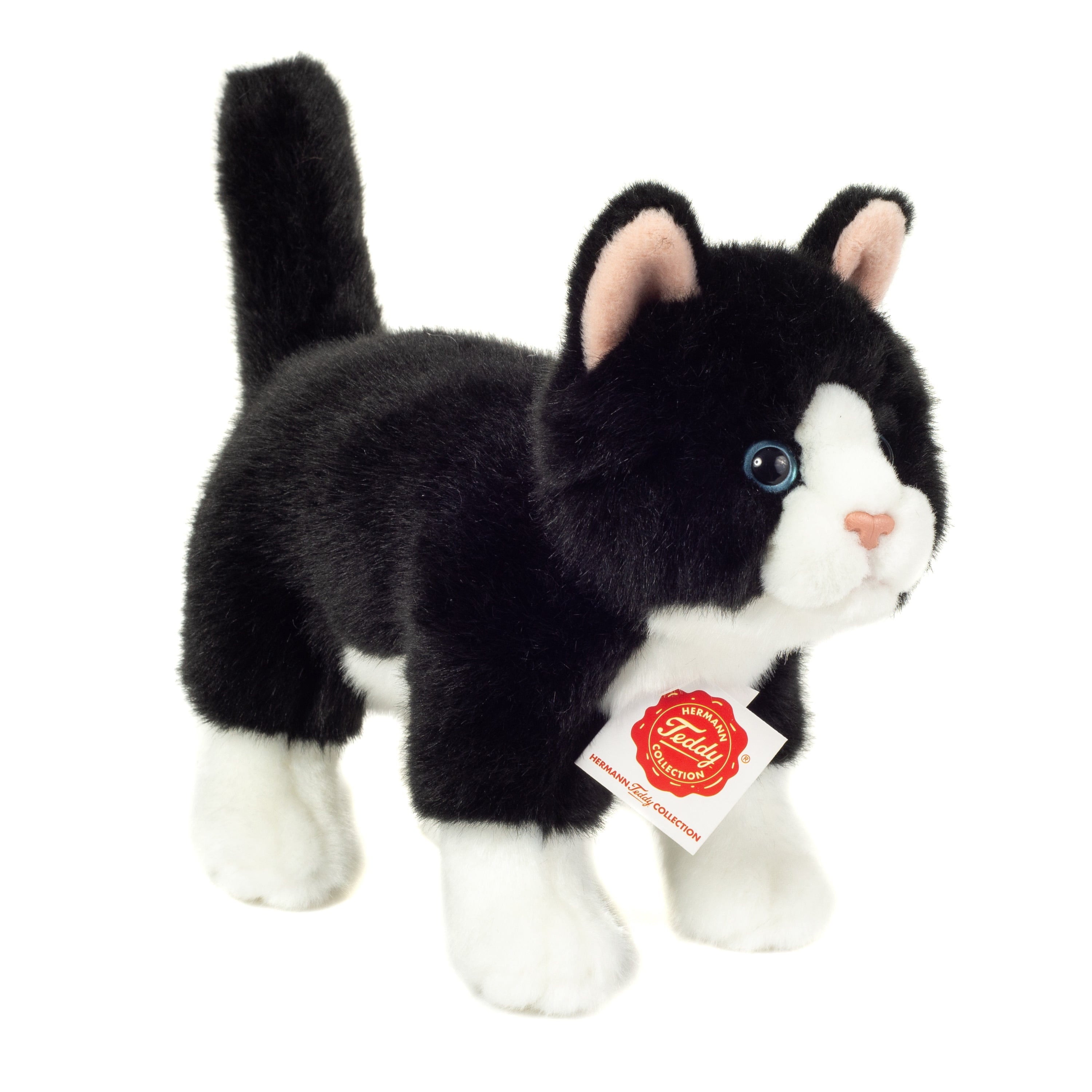 Knuffeldier kat/poes zwart-wit | zachte pluche knuffel 20 cm