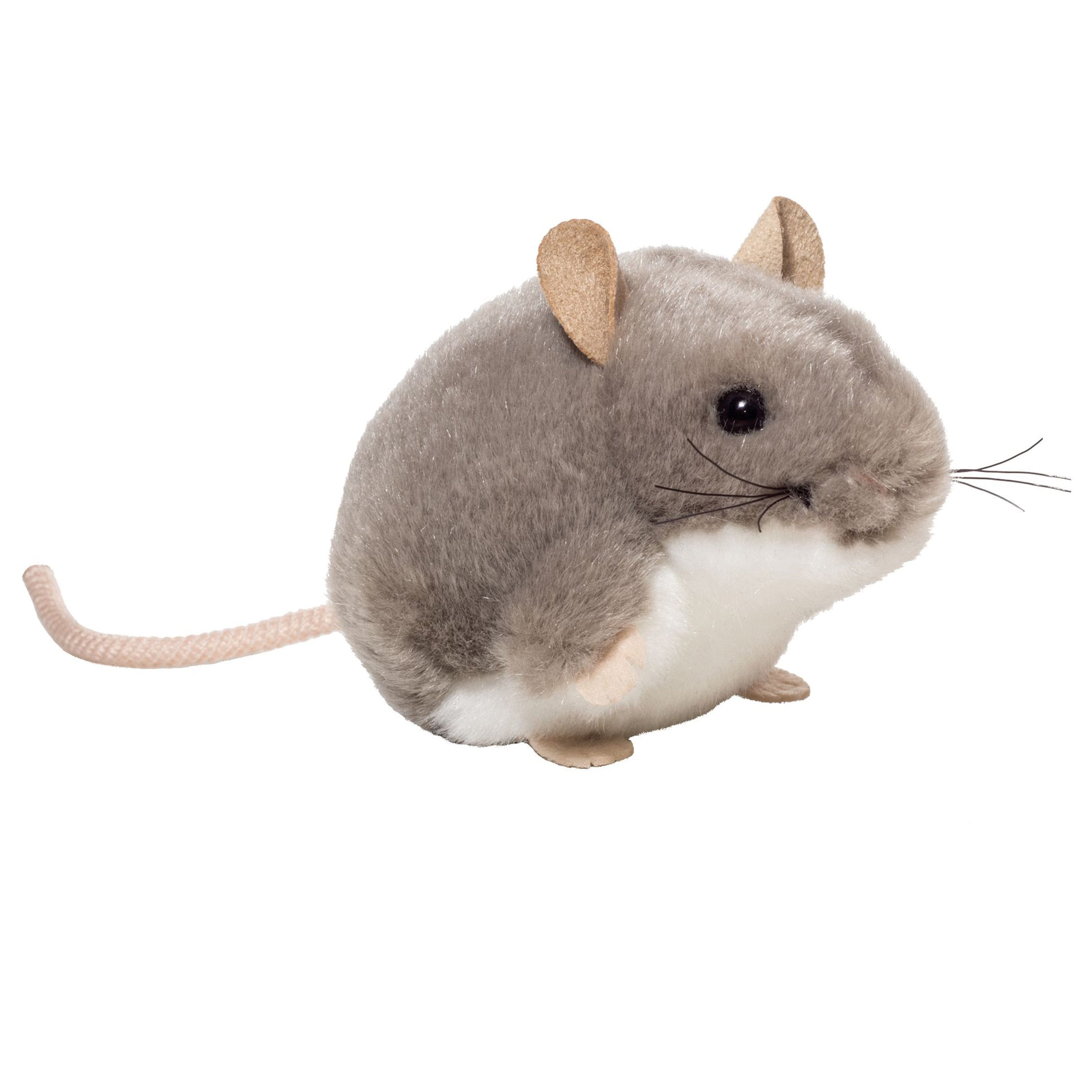 Muis knuffel - pluche - grijs - 9 cm