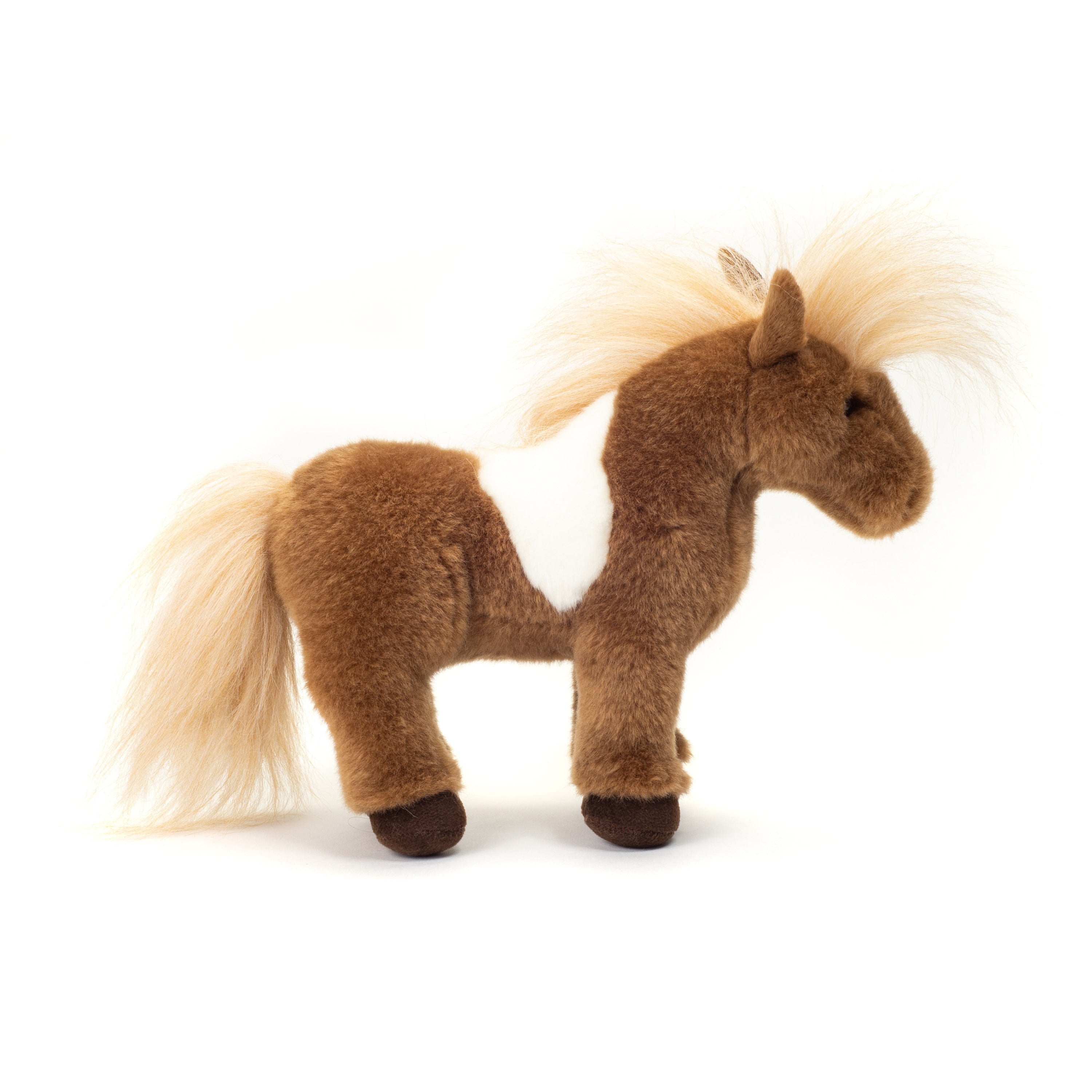 Shetland pony knuffel - pluche - bruin - 25 cm