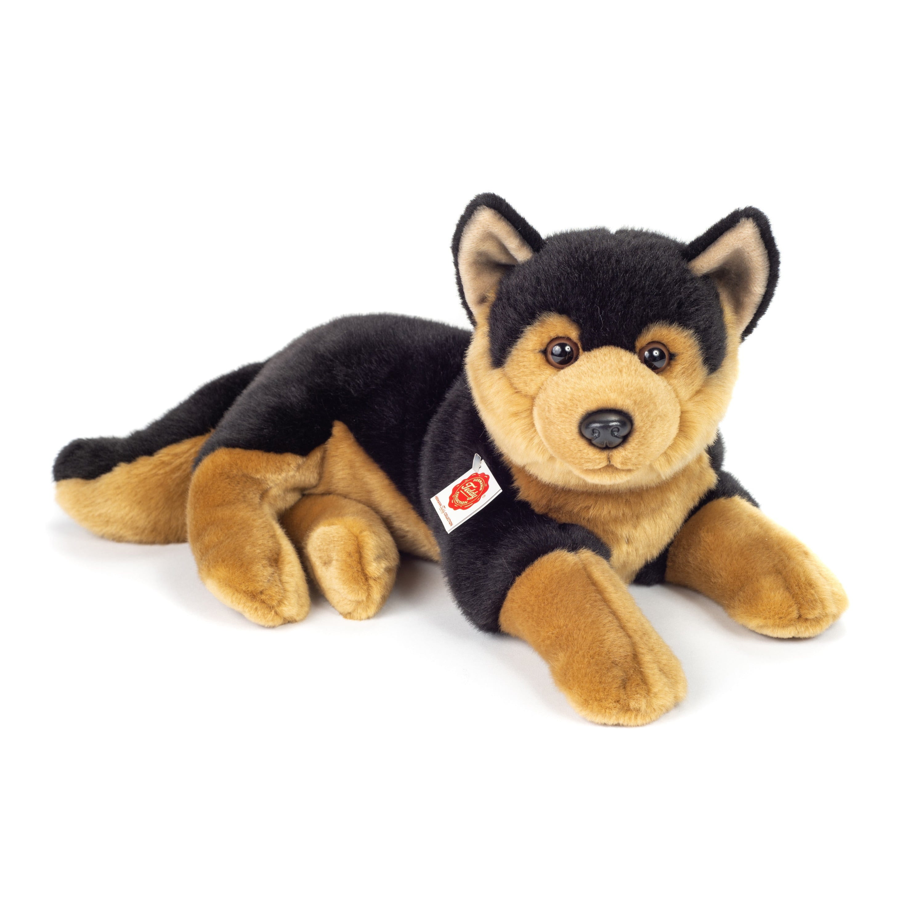 Herdershond knuffel - pluche - bruin/zwart - 45 cm