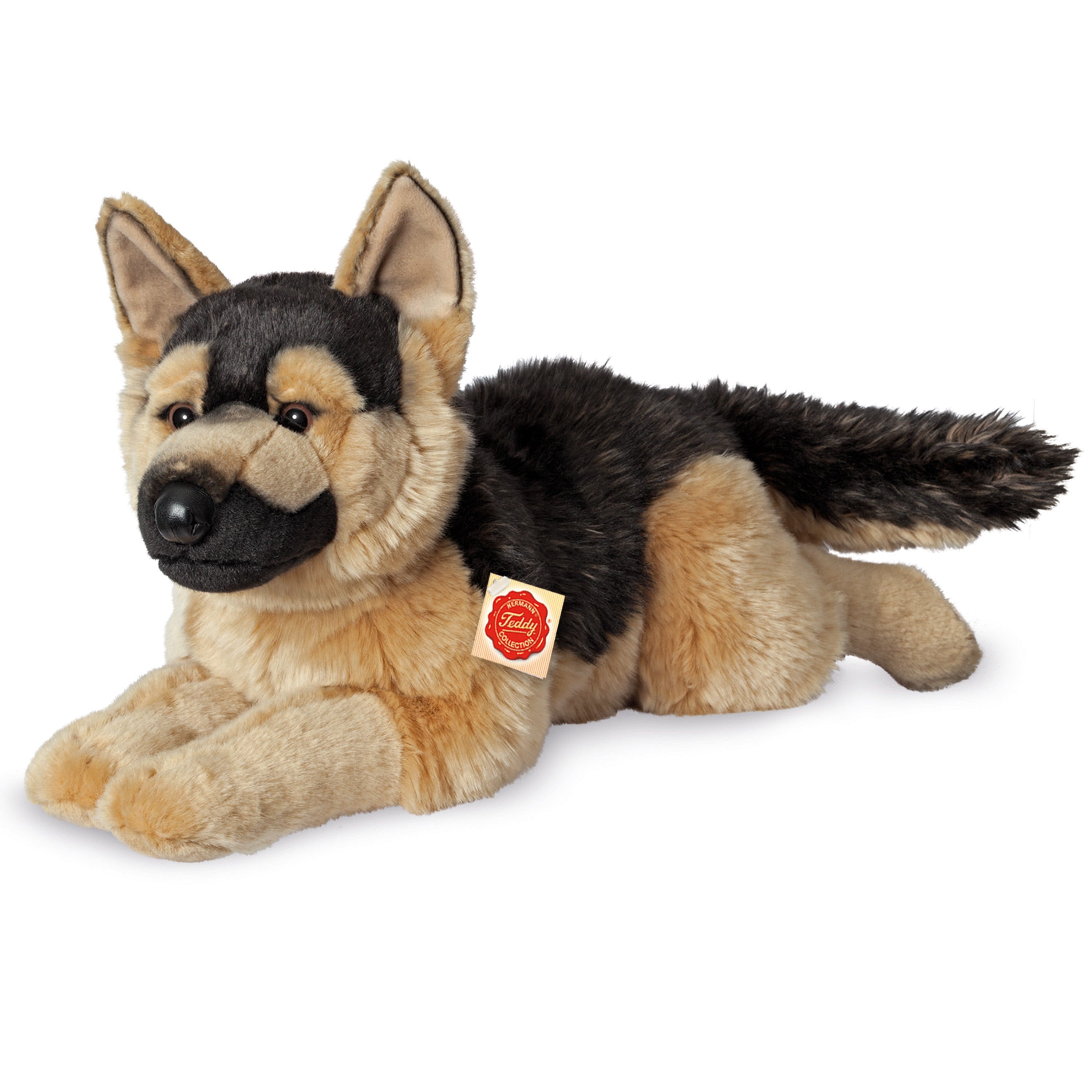 Herdershond knuffel - pluche - bruin/zwart - 60 cm