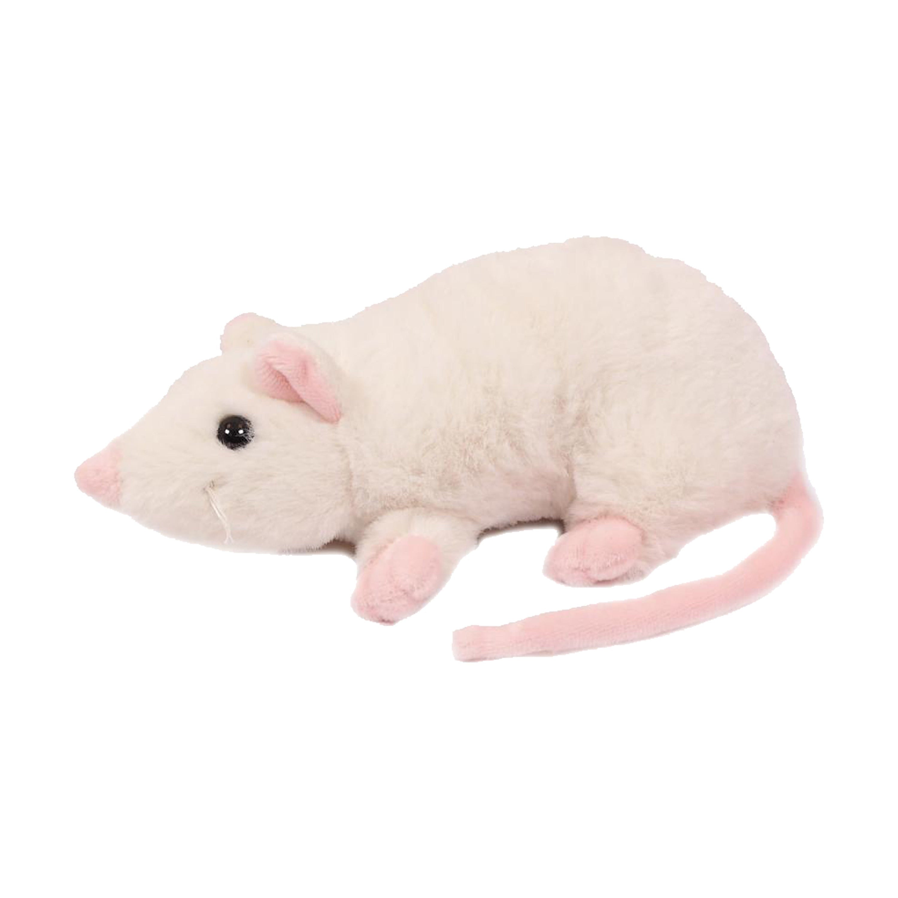 Muis knuffel - zachte pluche - wit - 18 cm
