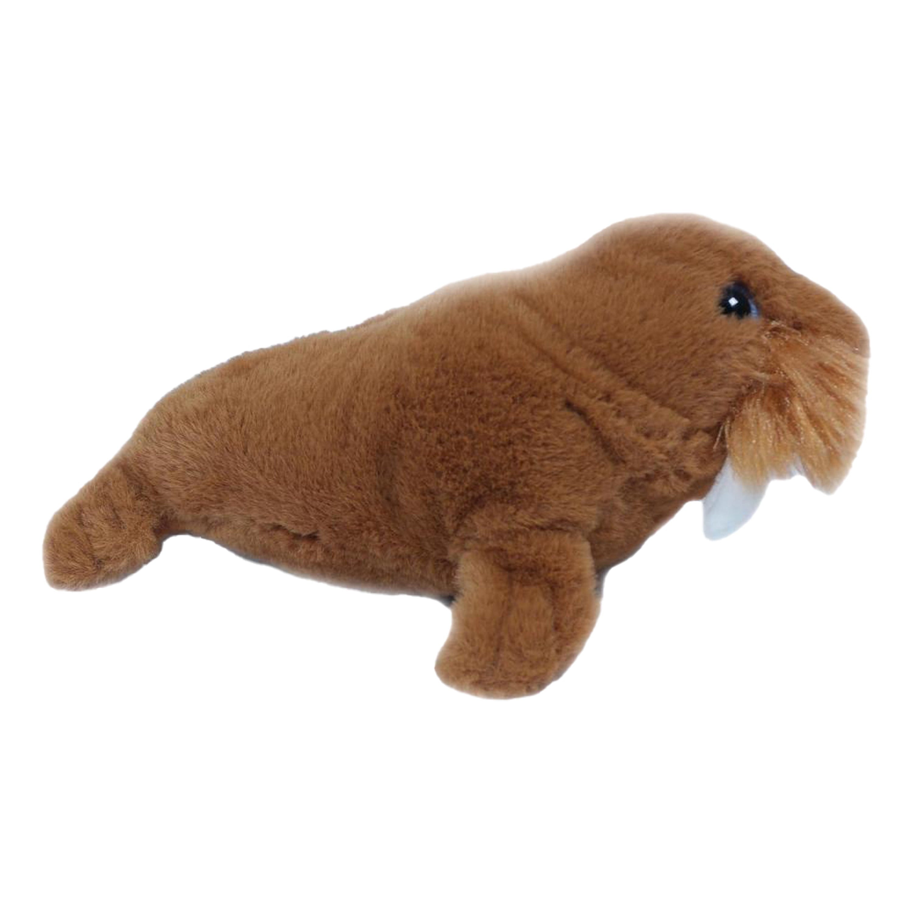 Walrus knuffel - zachte pluche - bruin - 26 cm - dierenknuffel