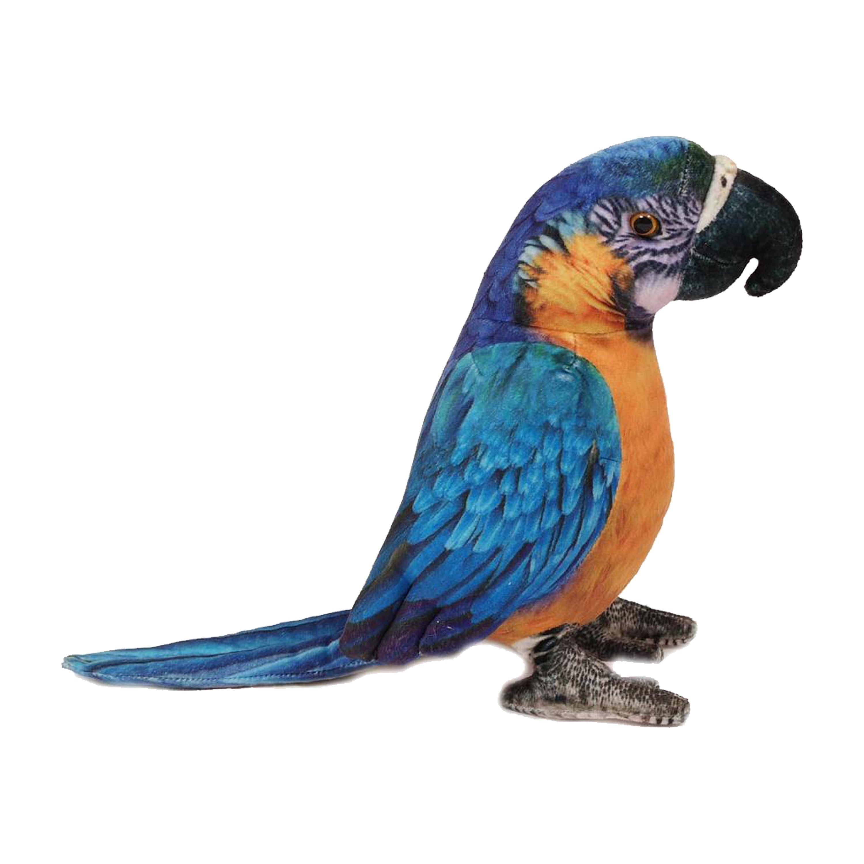 Papegaai knuffel - zachte pluche - blauw/geel - 20 cm