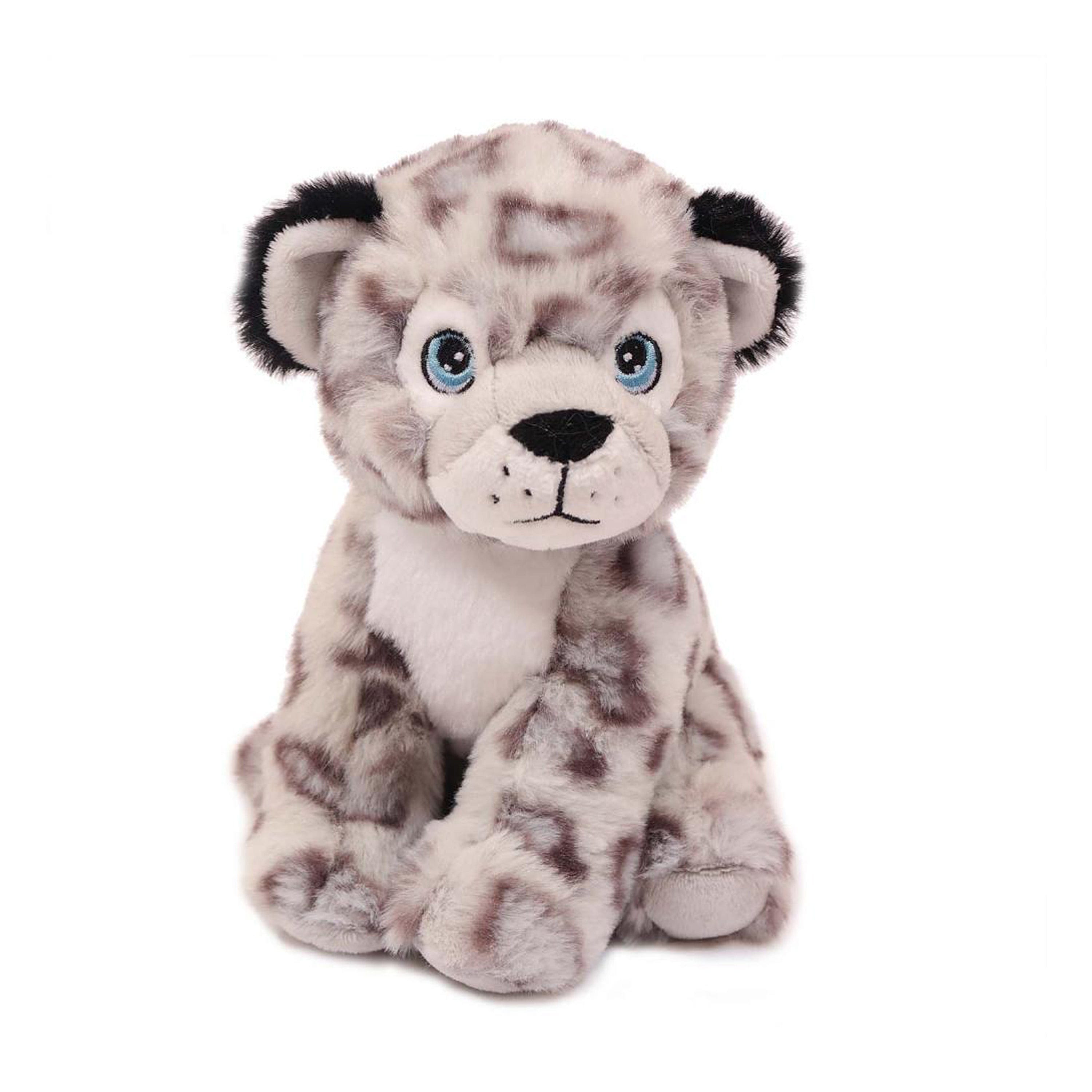 Sneeuwluipaard knuffel - zachte pluche - lichtgrijs - 20 cm