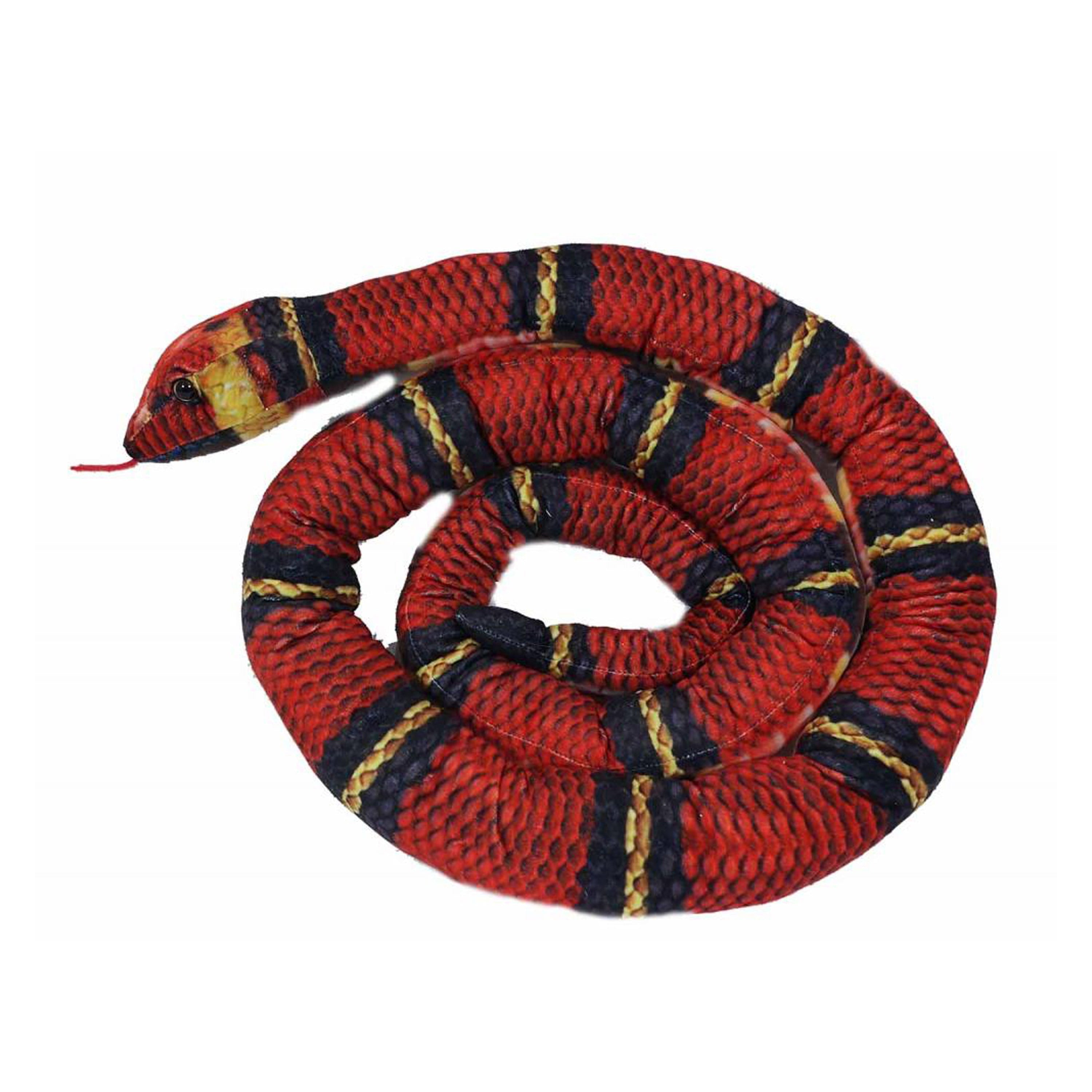Slang knuffeldier - pluche - rood - 200 cm - dierenknuffel